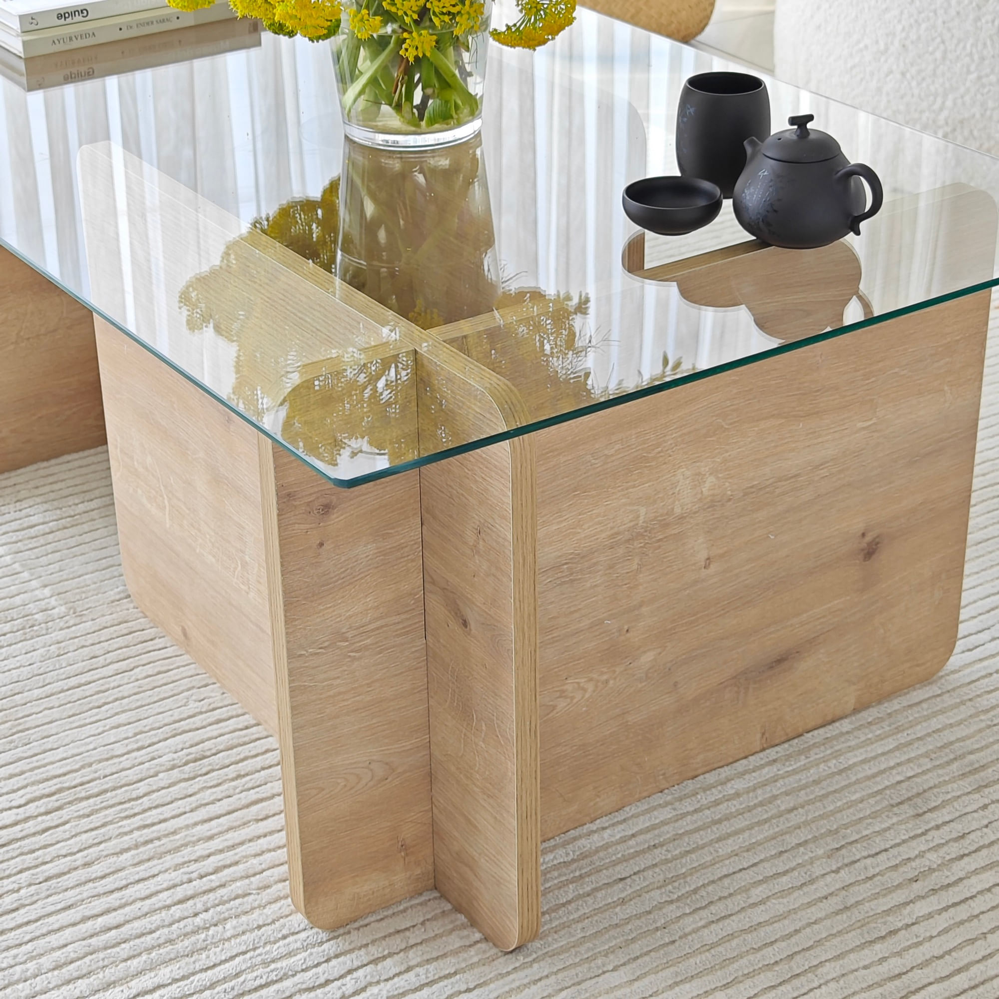 Masuta de cafea, Hanah Home, pal melaminat, safir, 105x65x40 cm — imaginea 5
