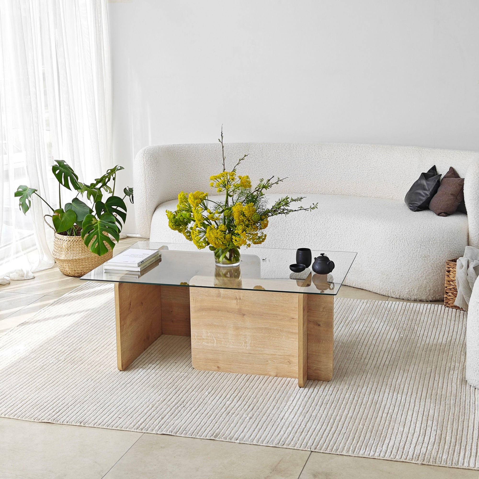 Masuta de cafea, Hanah Home, pal melaminat, safir, 105x65x40 cm — imaginea 6