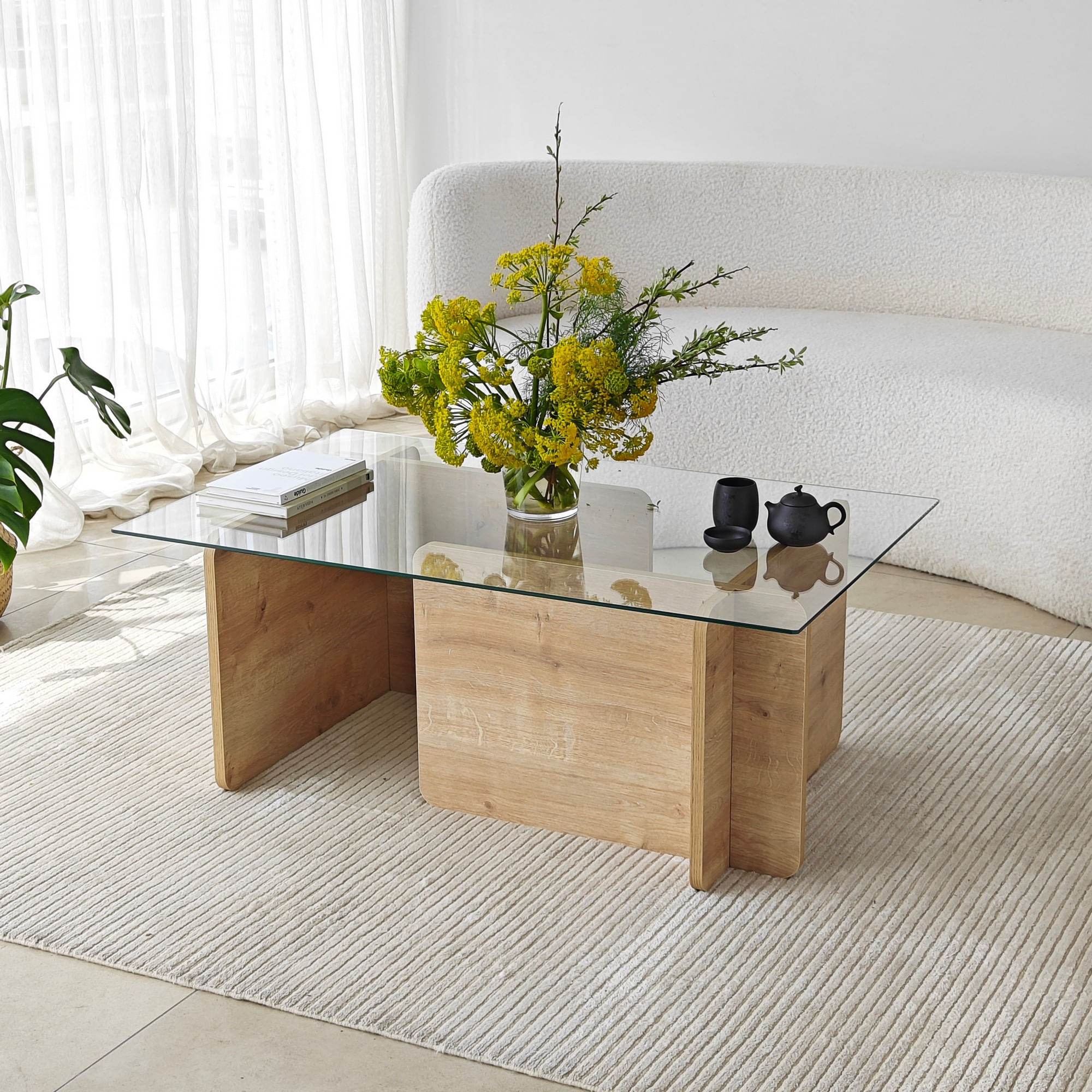 Masuta de cafea, Hanah Home, pal melaminat, safir, 105x65x40 cm — imaginea 7