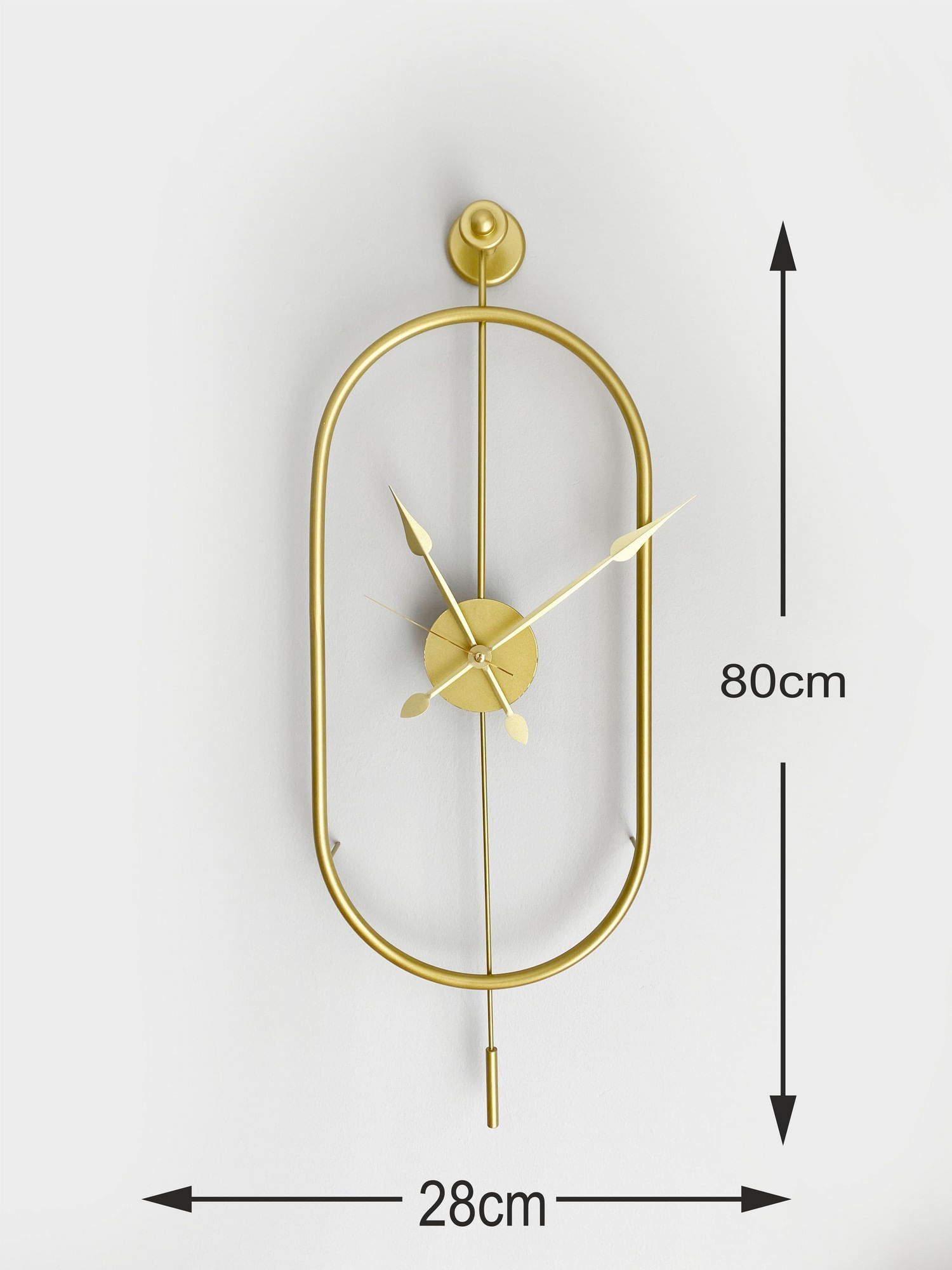Ceas de perete decorativ, Wallxpert, metal, auriu, 28x80x7 cm
