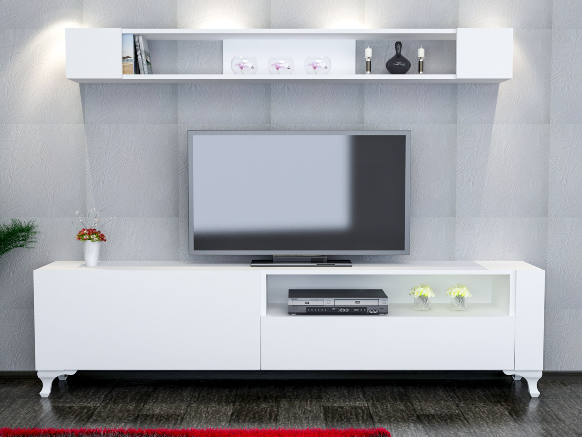 Corp tv, Hanah Home, pal melaminat, alb, 180x50x29.5 cm — imaginea 5