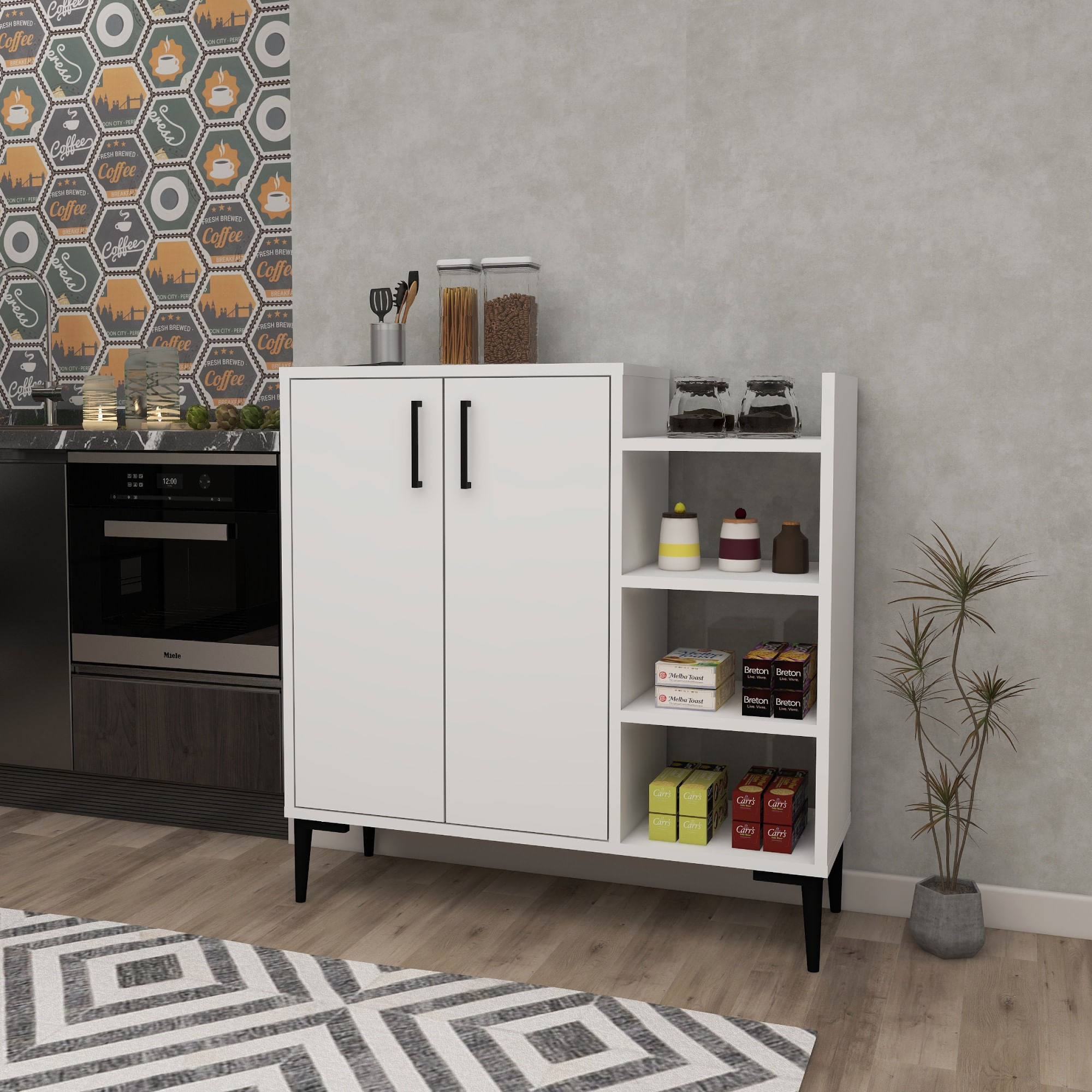 Dulap multifunctional, Hanah Home, PAL melaminat, alb, 90x29.6x90.6 cm — imaginea 4