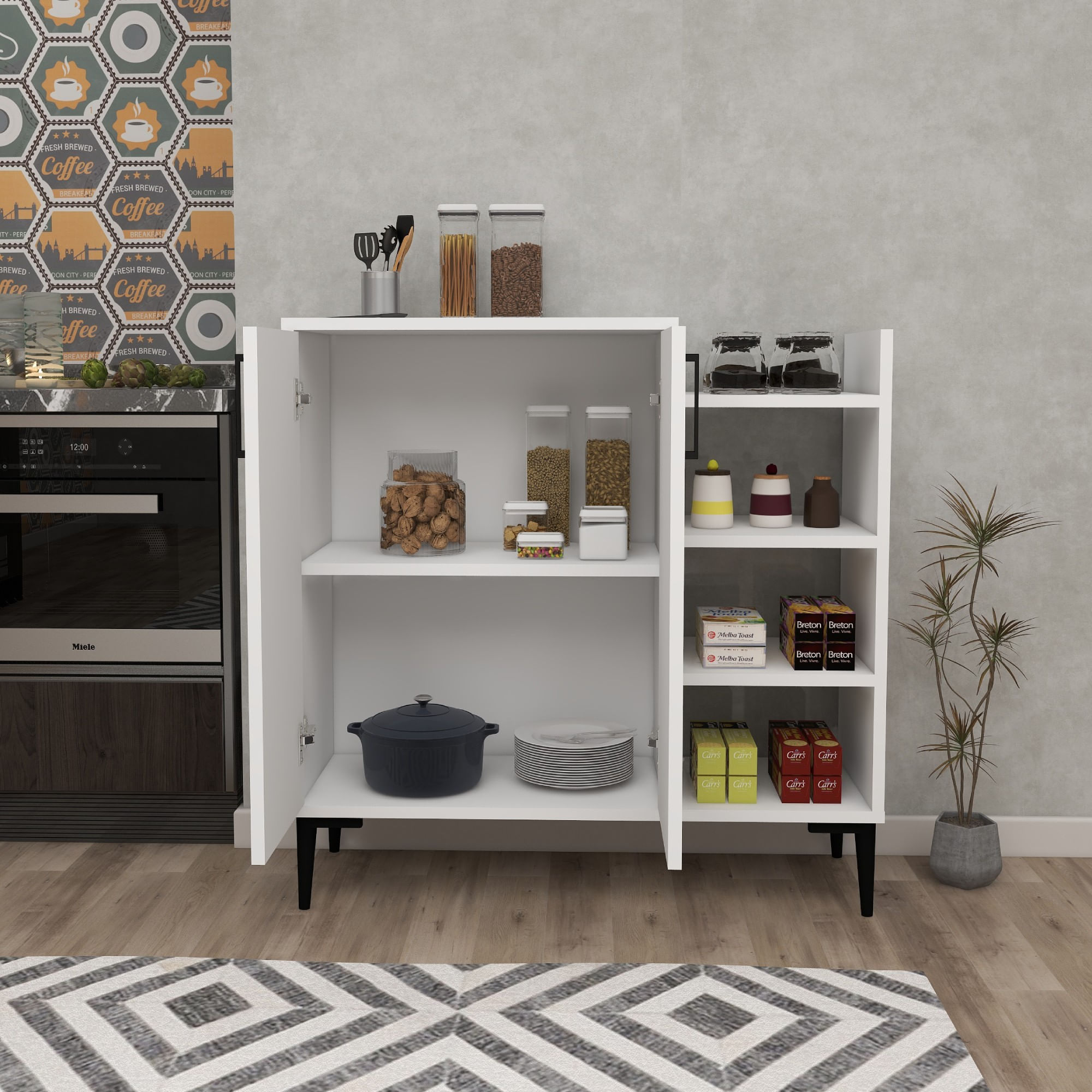 Dulap multifunctional, Hanah Home, PAL melaminat, alb, 90x29.6x90.6 cm — imaginea 5