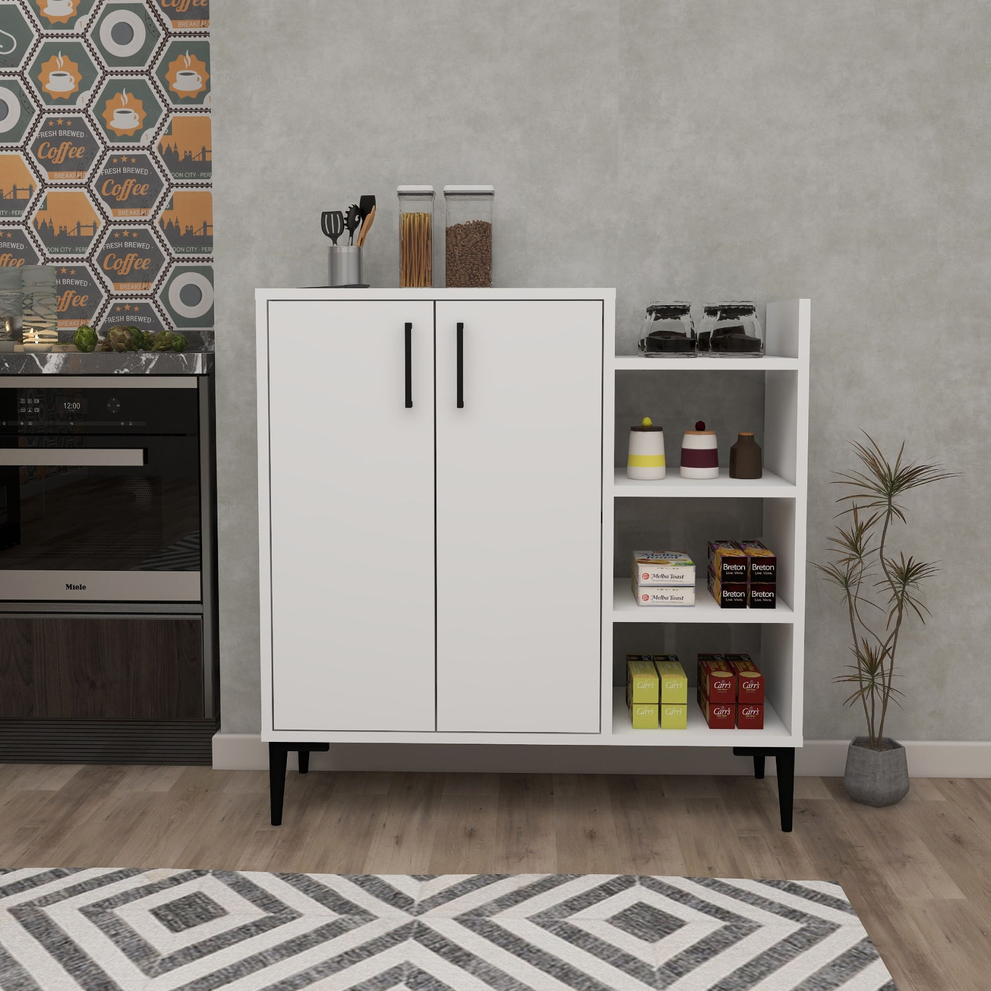 Dulap multifunctional, Hanah Home, PAL melaminat, alb, 90x29.6x90.6 cm — imaginea 6