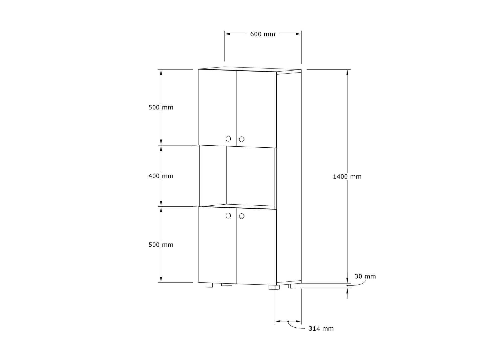 Dulap de bucatarie, Hanah Home, pal melaminat, nuc, 60x31,4x140 cm