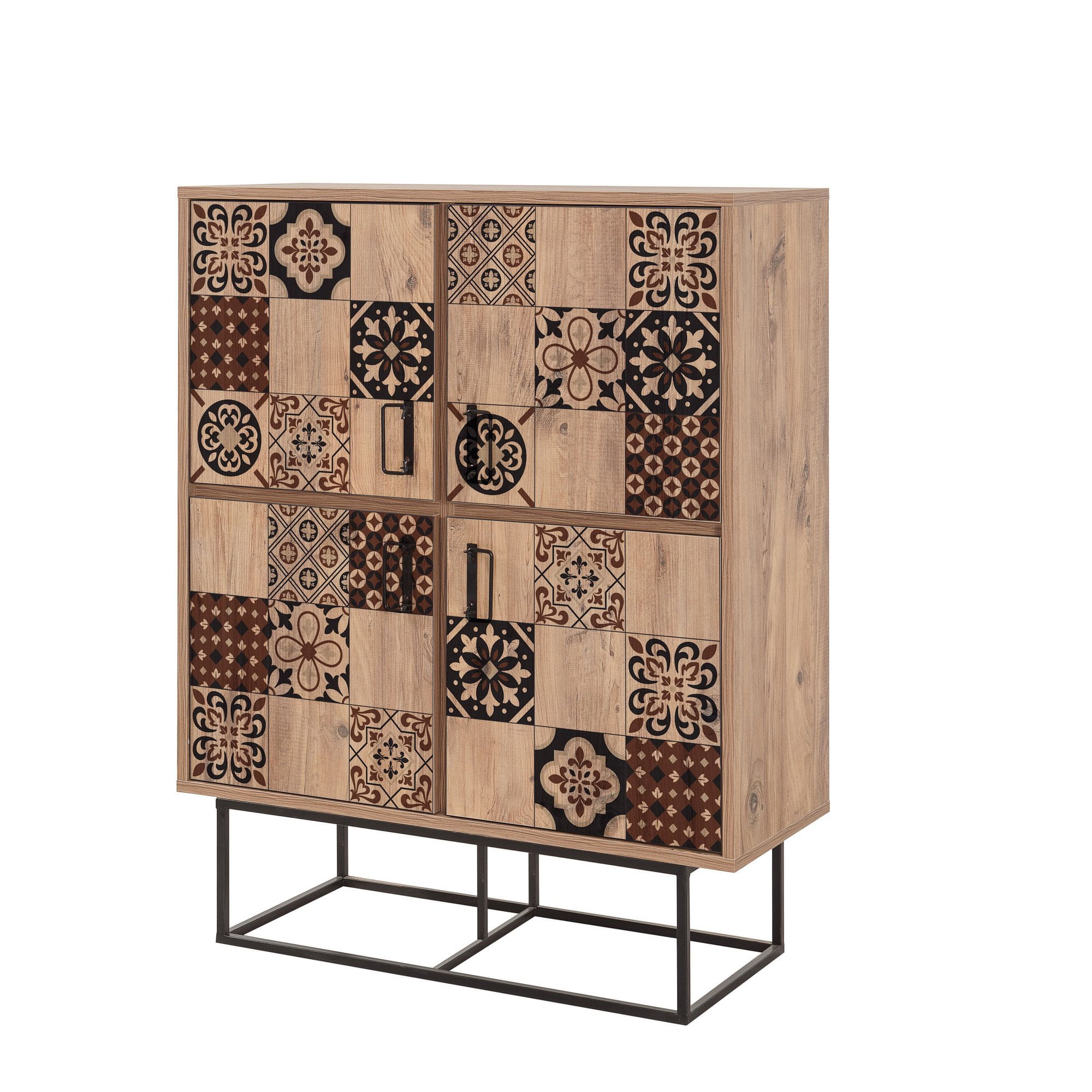 Dulap multifunctional, Hanah Home, panou aglomerat melaminat, pin atlantic negru maro, 93x36x115 cm — imaginea 3