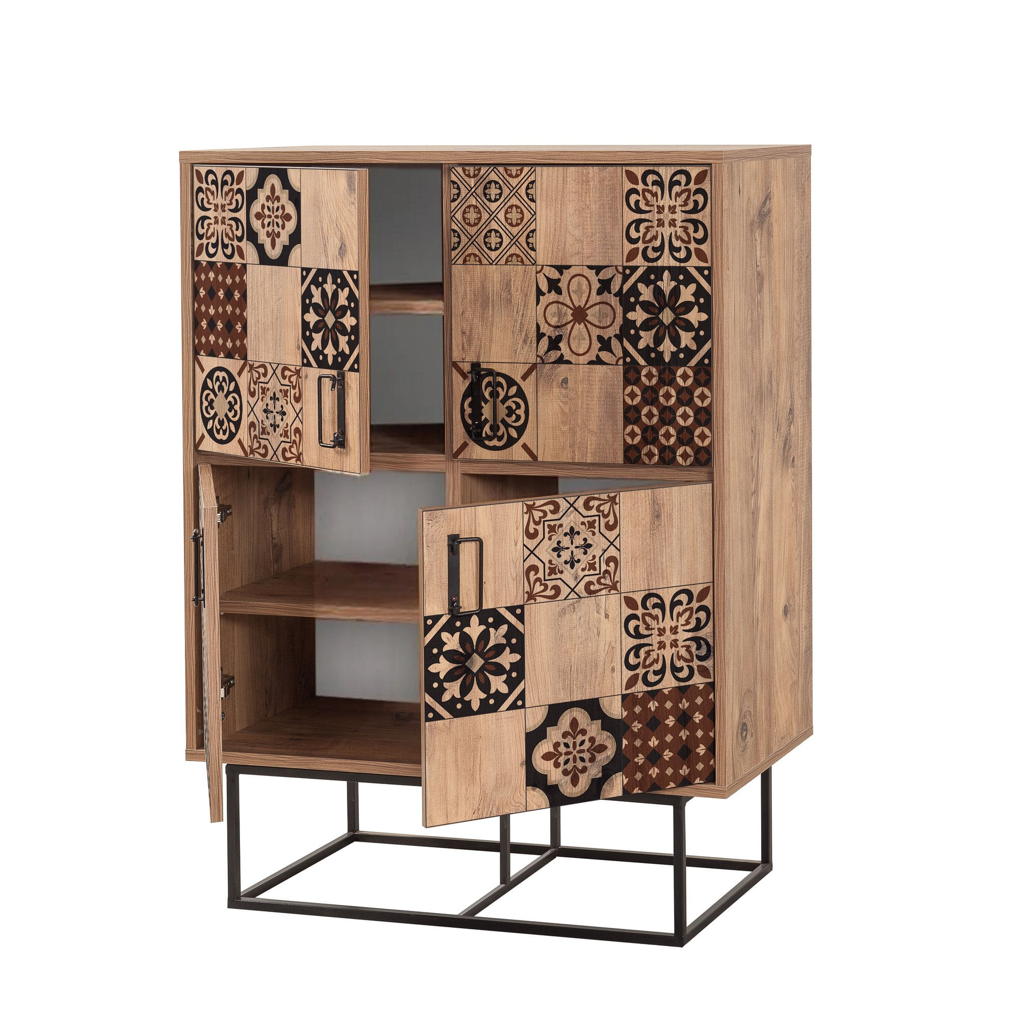Dulap multifunctional, Hanah Home, panou aglomerat melaminat, pin atlantic negru maro, 93x36x115 cm — imaginea 4