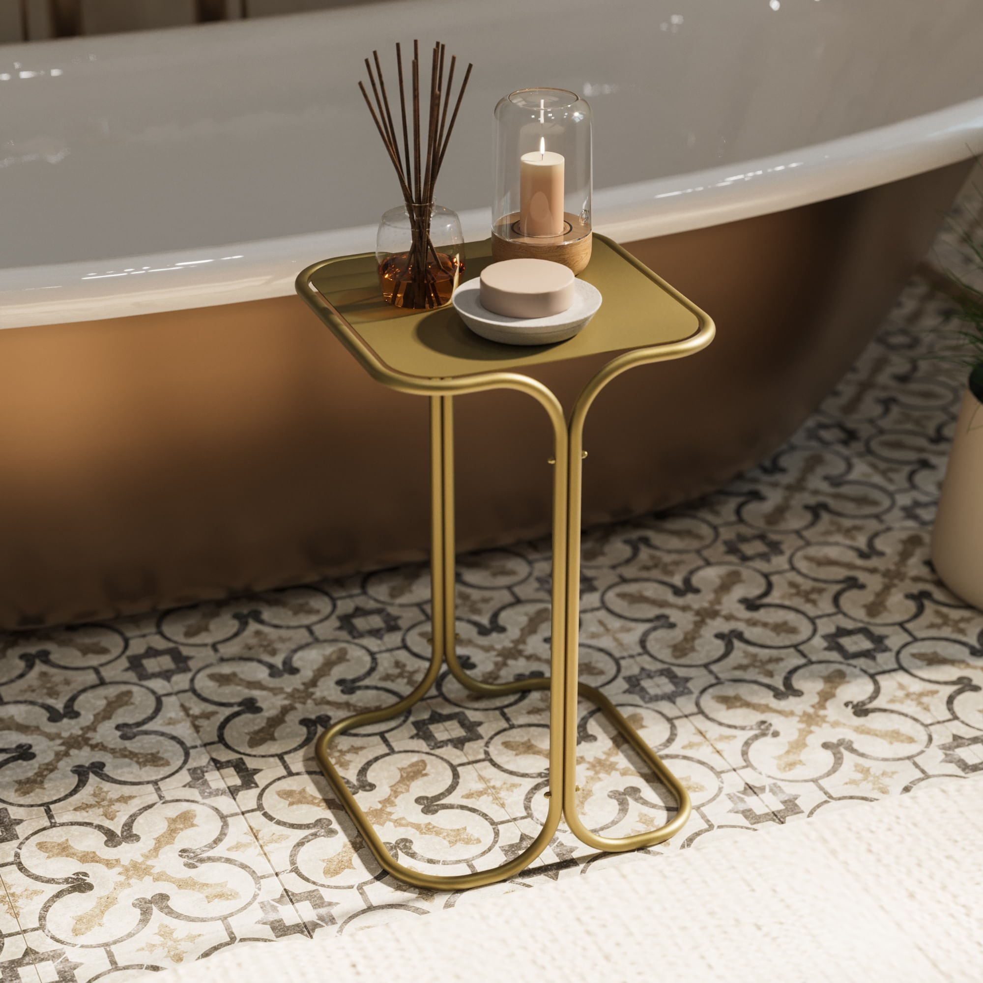 Masuta de cafea, Hanah Home, metal, auriu, 30x30x52 cm