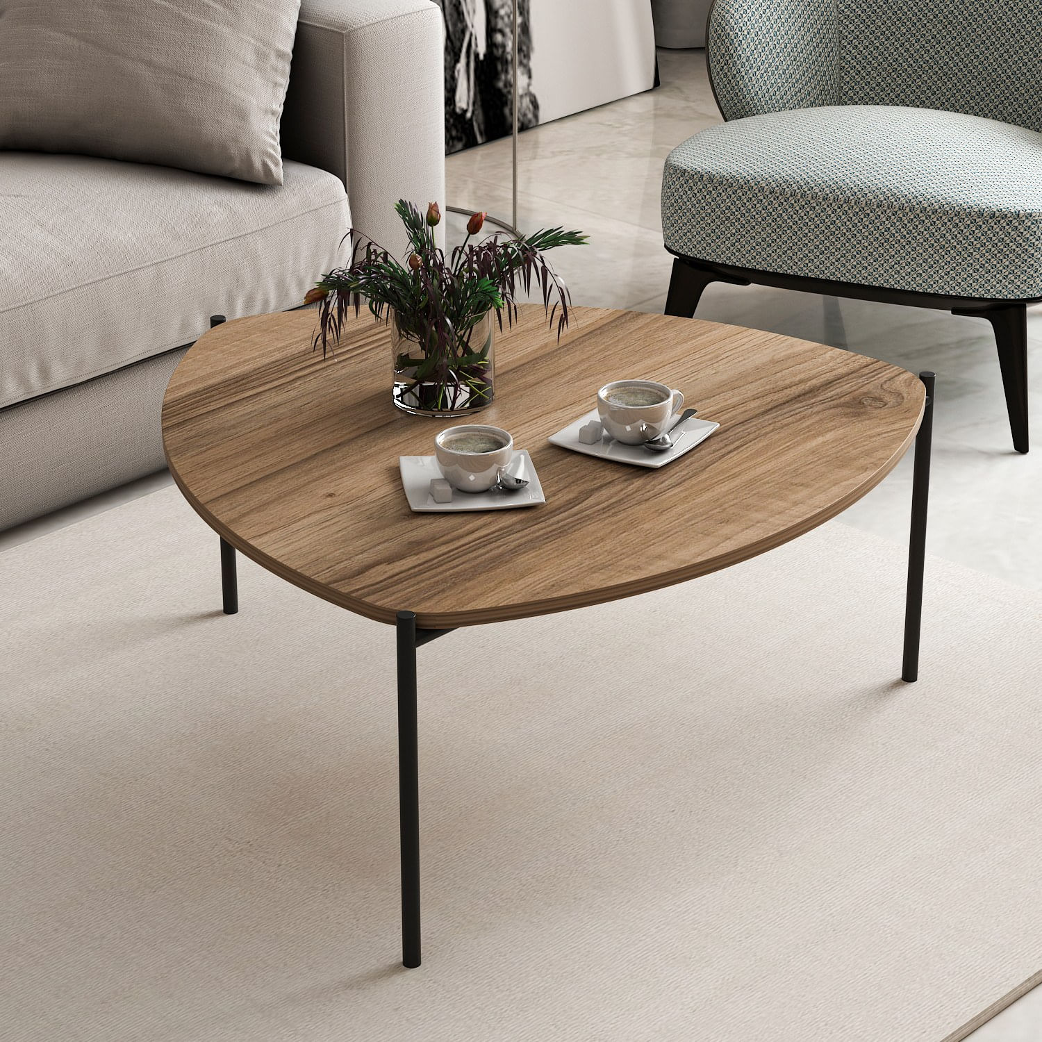 Masuta de cafea, Hanah Home, pal melaminat, nuc, 90x40x89 cm — imaginea 3