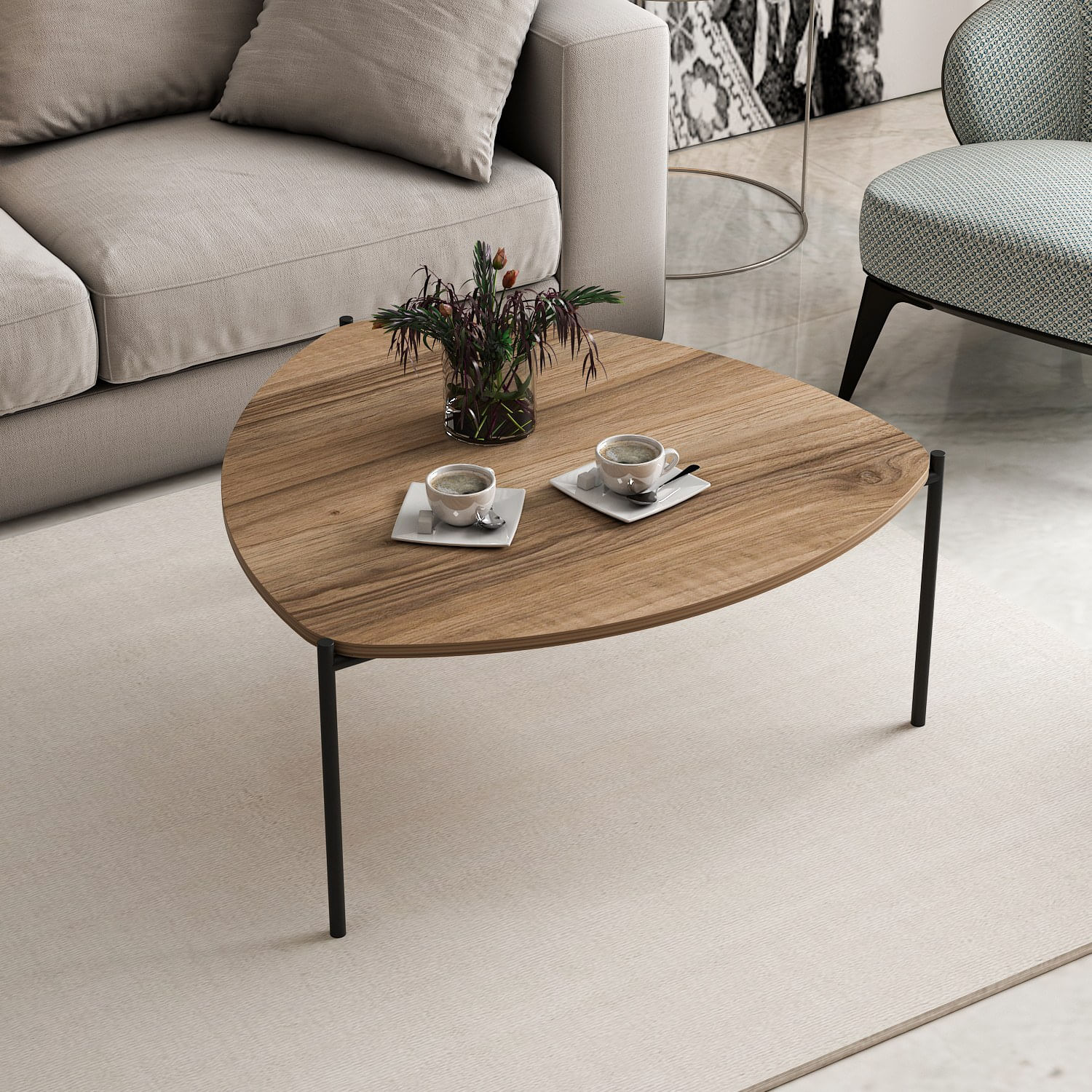 Masuta de cafea, Hanah Home, pal melaminat, nuc, 90x40x89 cm — imaginea 4
