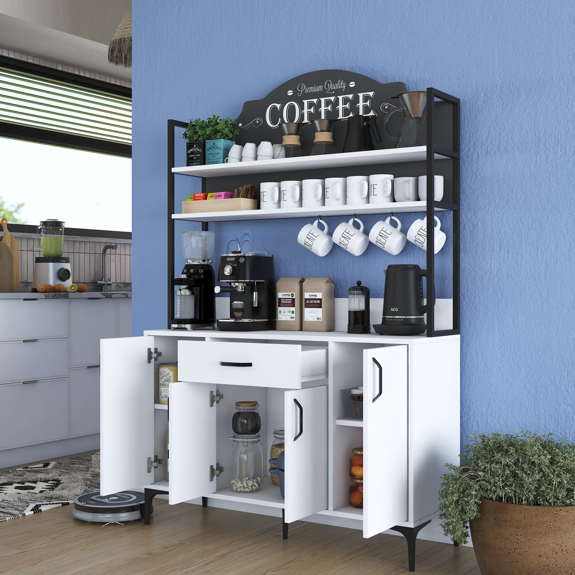 Dulap multifunctional, Hanah Home, PAL melaminat, alb, 120x40x183.6 cm - imagine 3