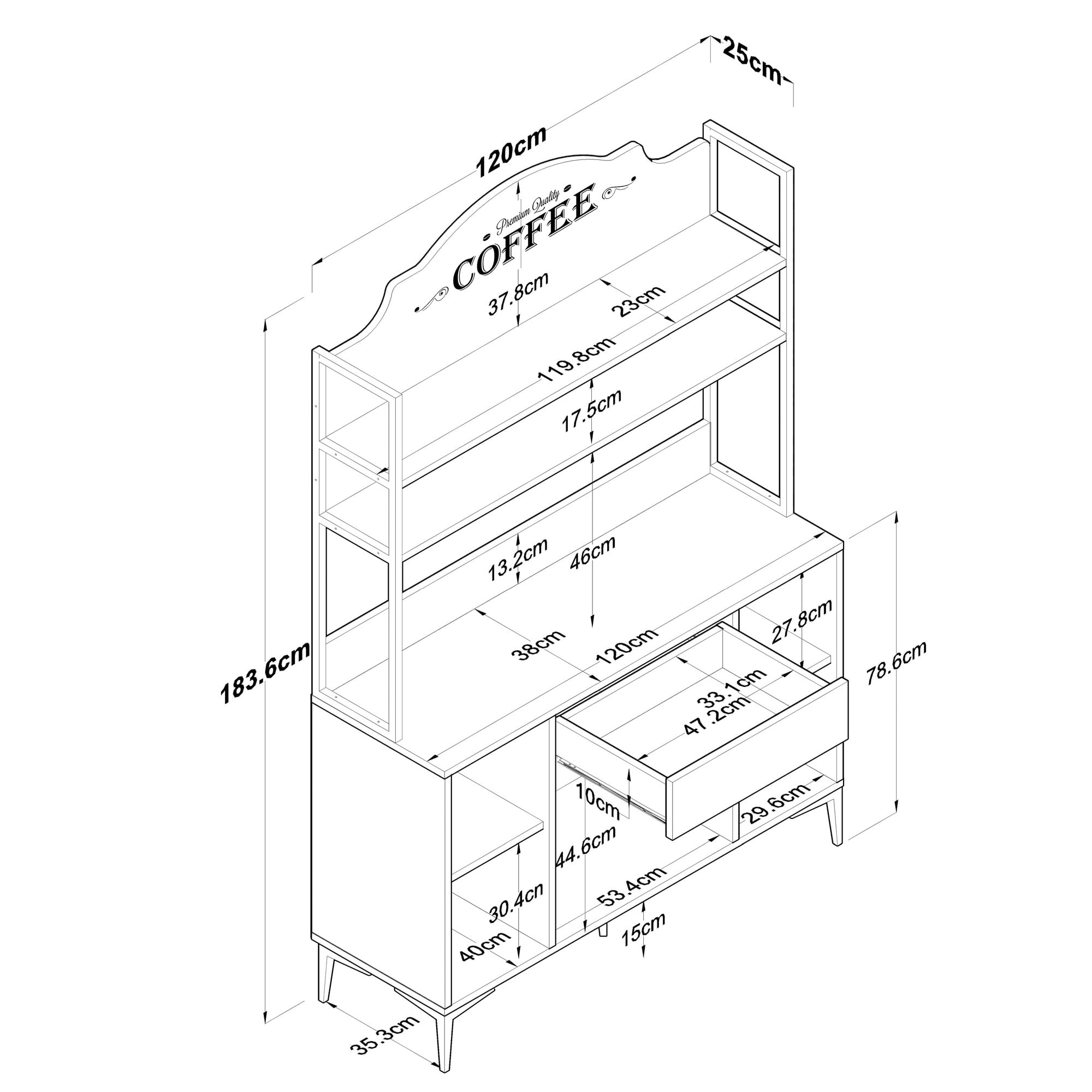 Dulap multifunctional, Hanah Home, PAL melaminat, alb, 120x40x183.6 cm - imagine 4