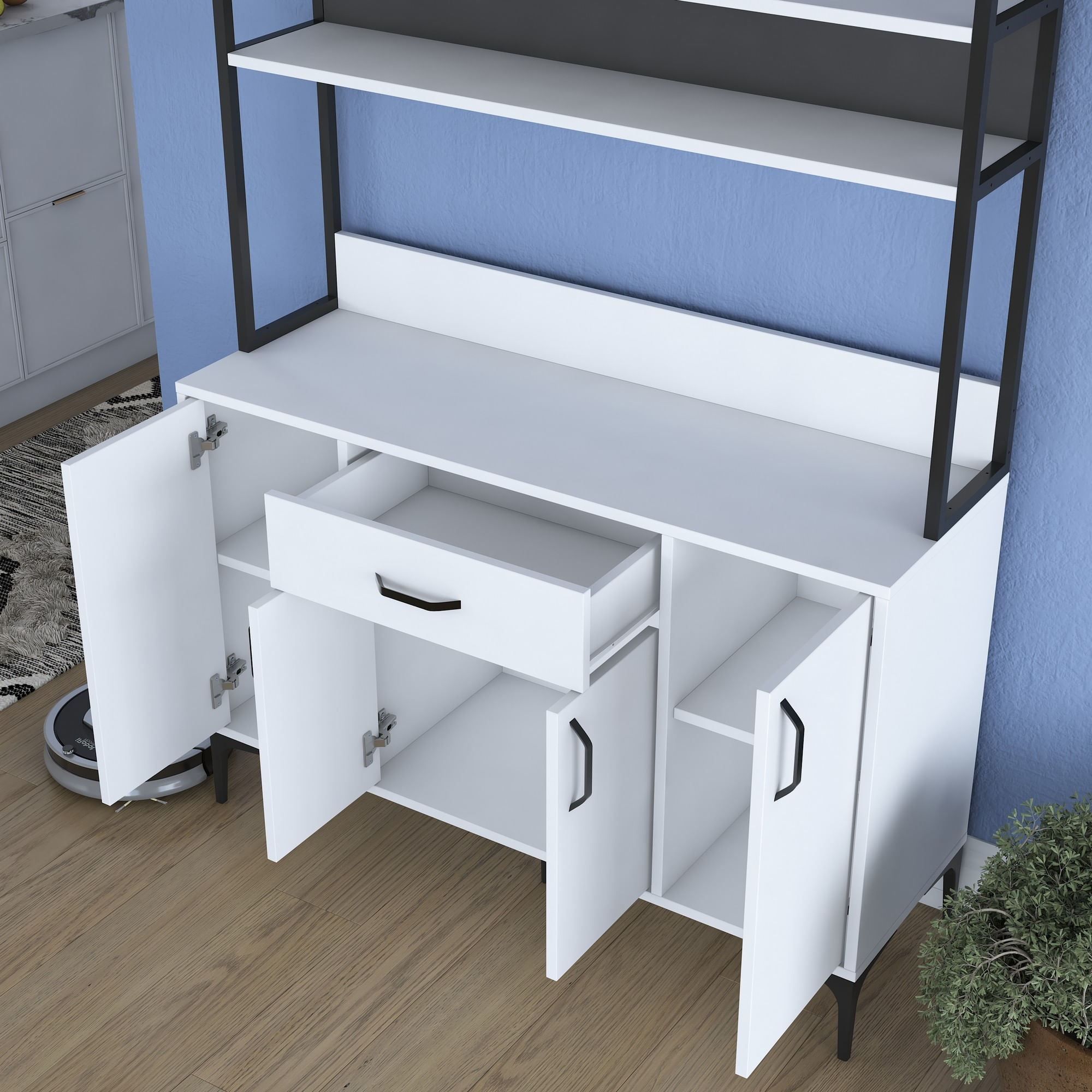 Dulap multifunctional, Hanah Home, PAL melaminat, alb, 120x40x183.6 cm - imagine 5