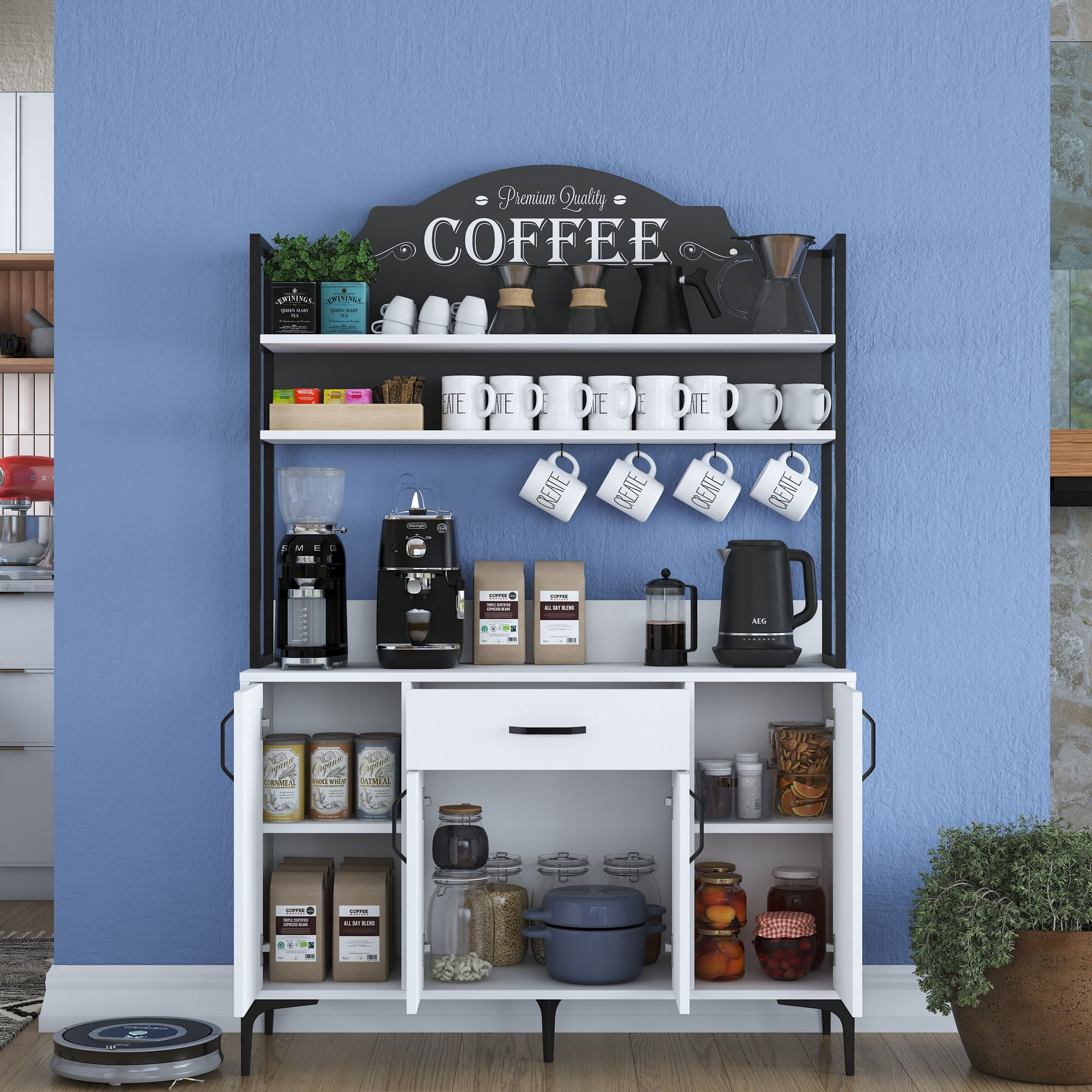 Dulap multifunctional, Hanah Home, PAL melaminat, alb, 120x40x183.6 cm - imagine 7