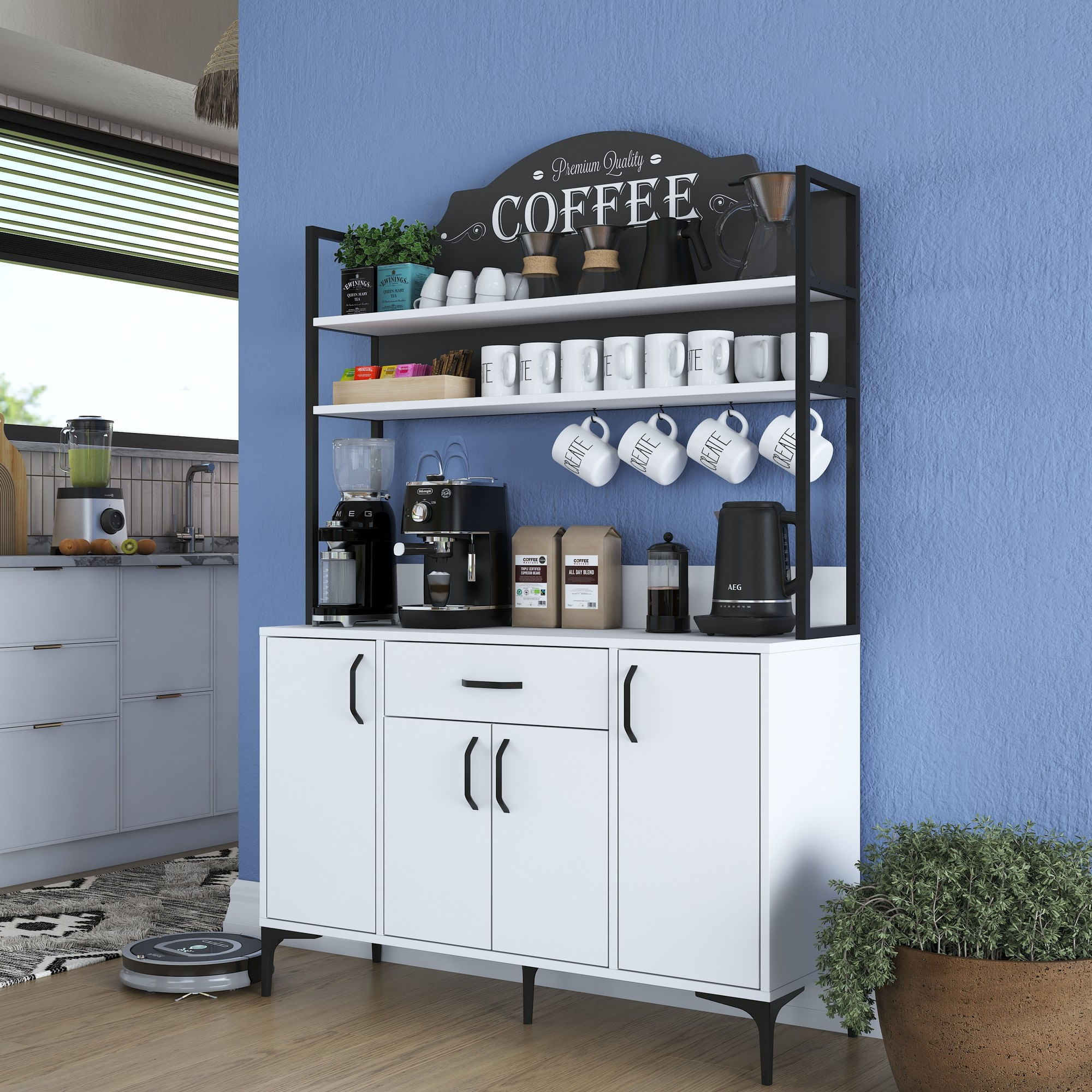Dulap multifunctional, Hanah Home, PAL melaminat, alb, 120x40x183.6 cm - imagine 8