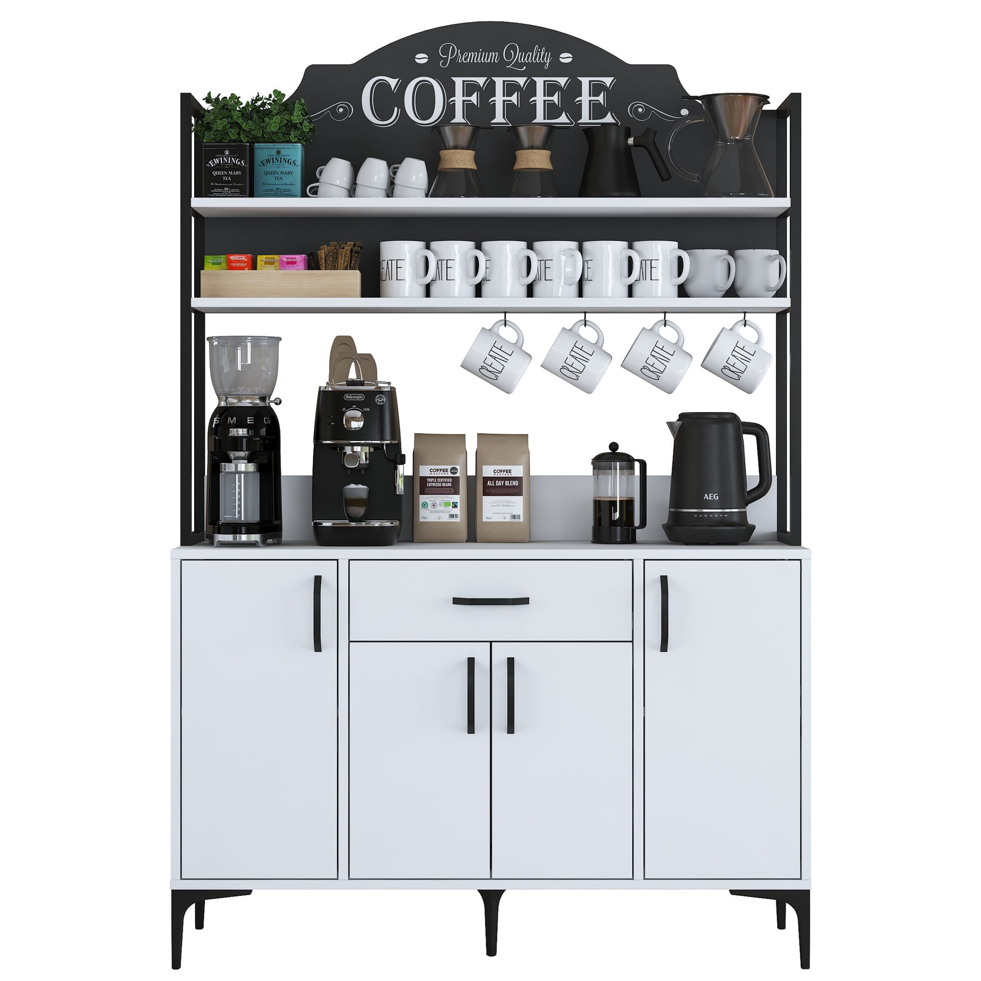 Dulap multifunctional, Hanah Home, PAL melaminat, alb, 120x40x183.6 cm - imagine 9