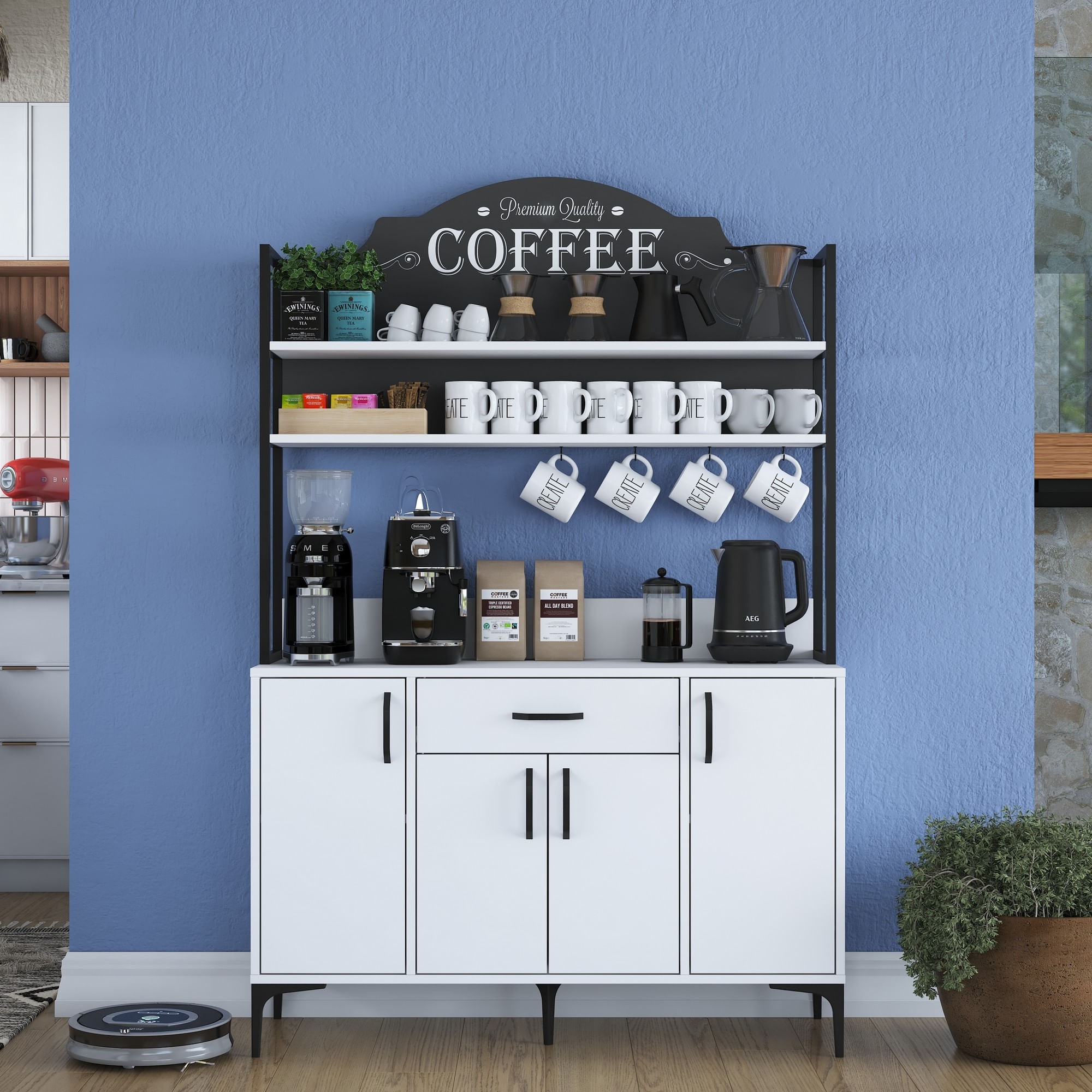 Dulap multifunctional, Hanah Home, PAL melaminat, alb, 120x40x183.6 cm - imagine 10