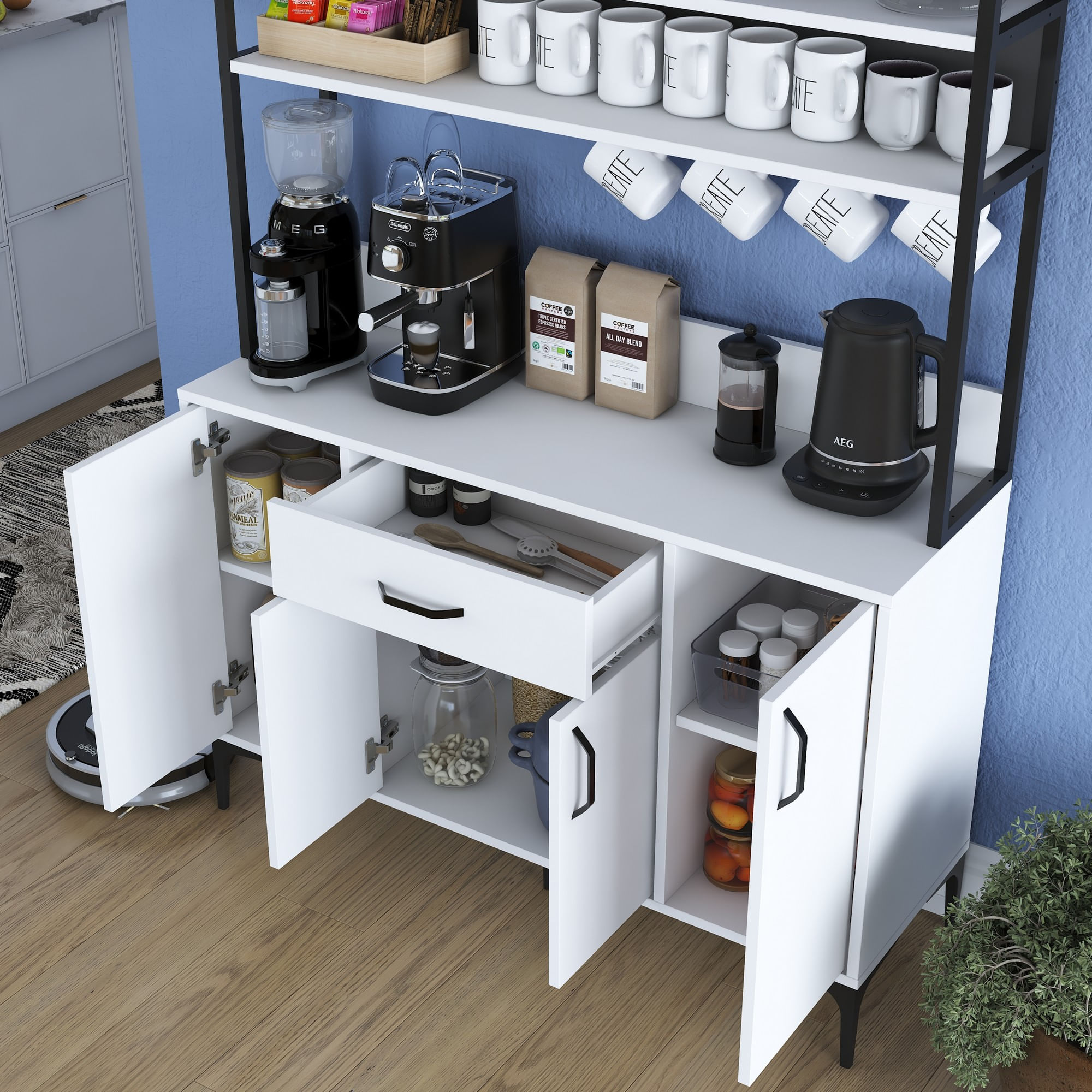Dulap multifunctional, Hanah Home, PAL melaminat, alb, 120x40x183.6 cm - imagine 11