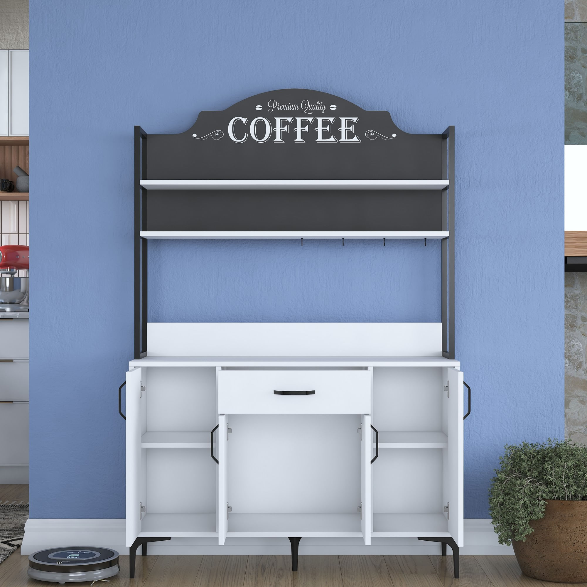 Dulap multifunctional, Hanah Home, PAL melaminat, alb, 120x40x183.6 cm - imagine 12