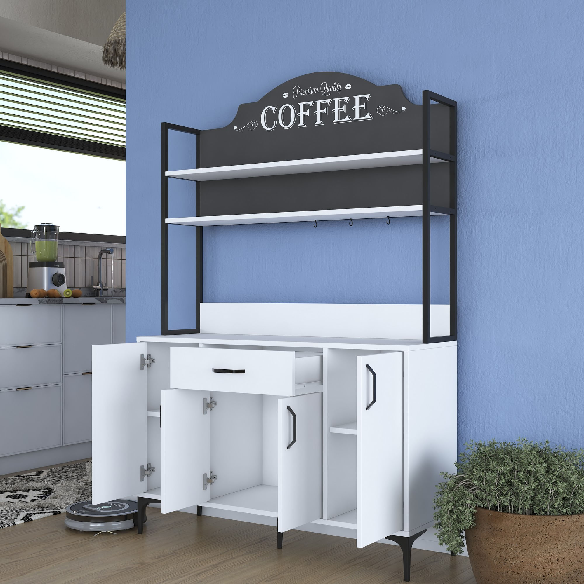 Dulap multifunctional, Hanah Home, PAL melaminat, alb, 120x40x183.6 cm - imagine 13