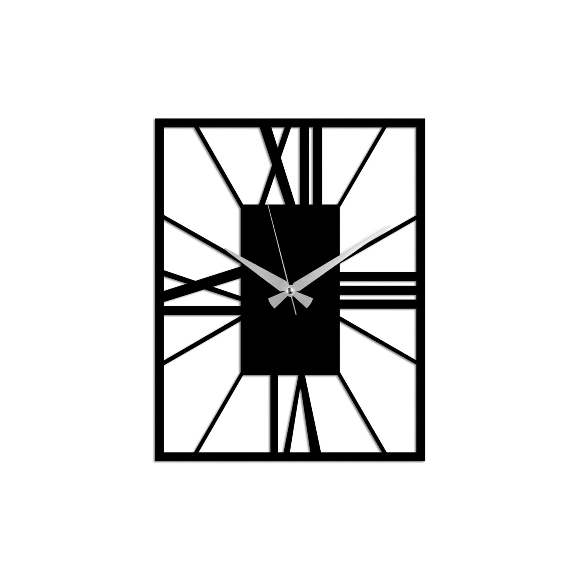 Ceas de perete decorativ, Wallxpert, metal, negru, 49x38 cm, 891TNL2441