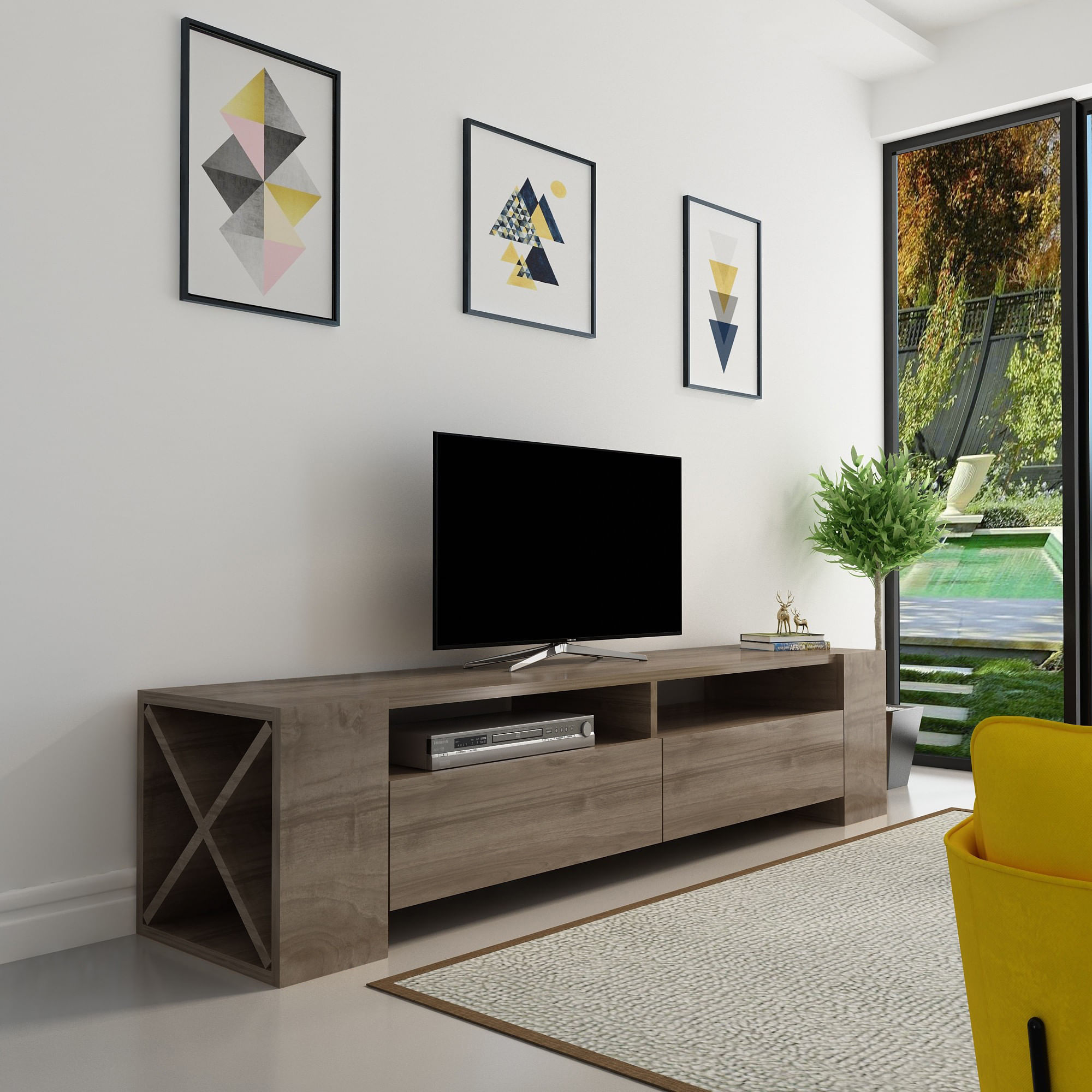 Comoda tv, Hanah Home, pal melaminat, nuc, 155x35x35 cm — imaginea 2
