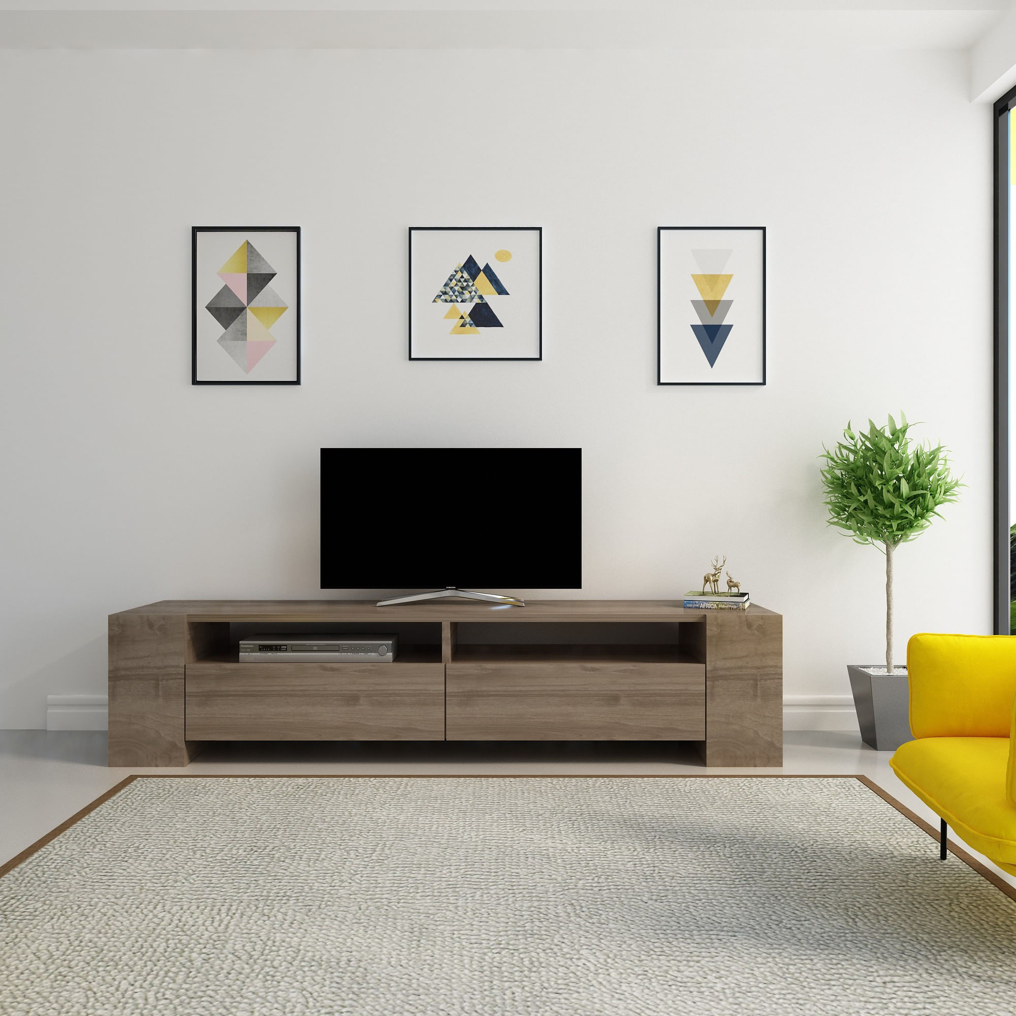 Comoda tv, Hanah Home, pal melaminat, nuc, 155x35x35 cm — imaginea 4