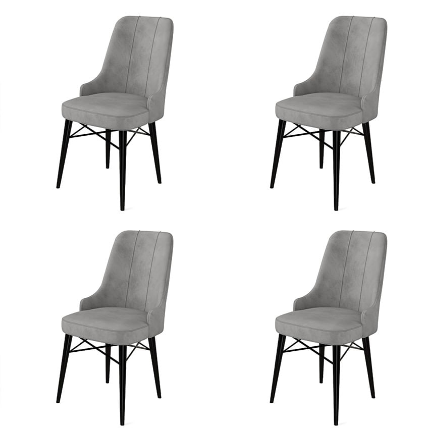 Set scaune, Hanah Home, metal, gri si negru, 46x46x94 cm, 4 piese — imaginea 2