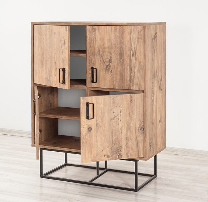 Dulap multifunctional, Hanah Home, pal melaminat, pin atlantic si negru, 93x36x115 cm — imaginea 2