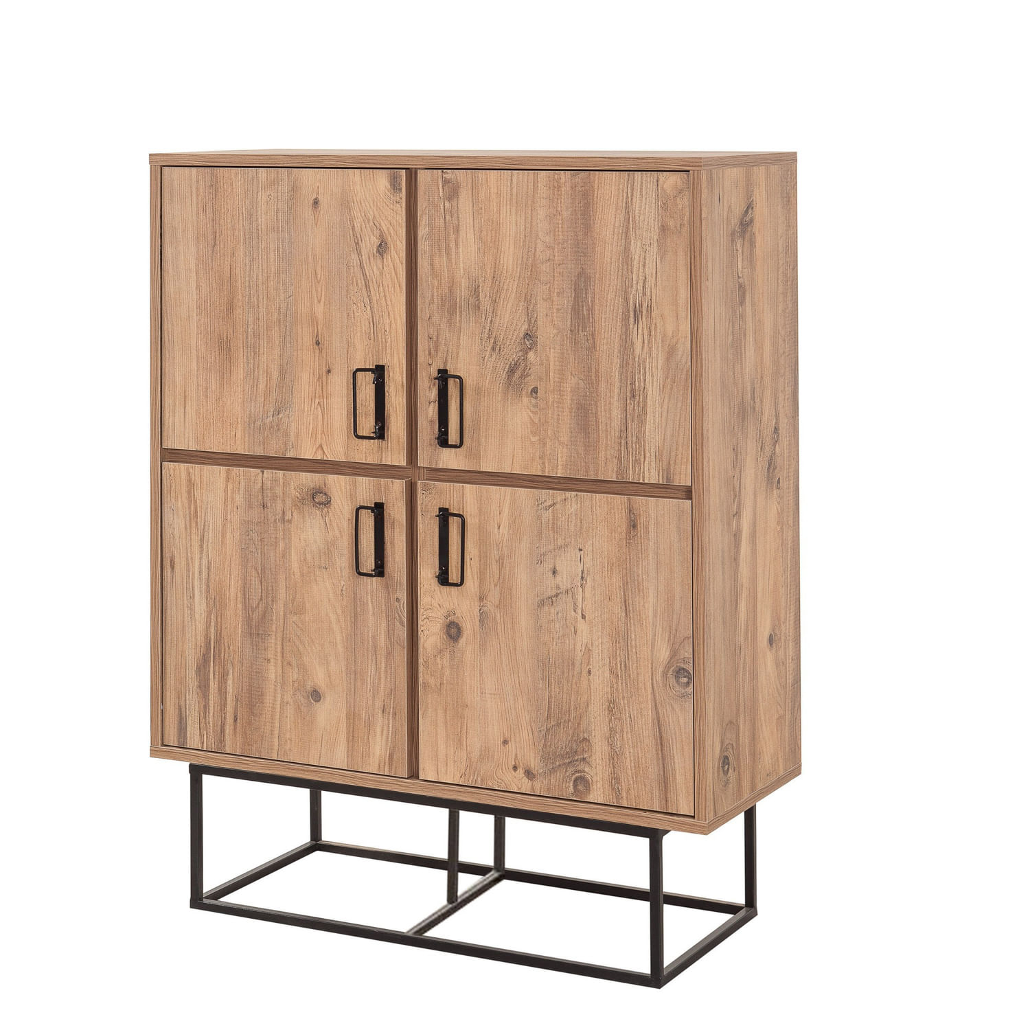 Dulap multifunctional, Hanah Home, pal melaminat, pin atlantic si negru, 93x36x115 cm — imaginea 4