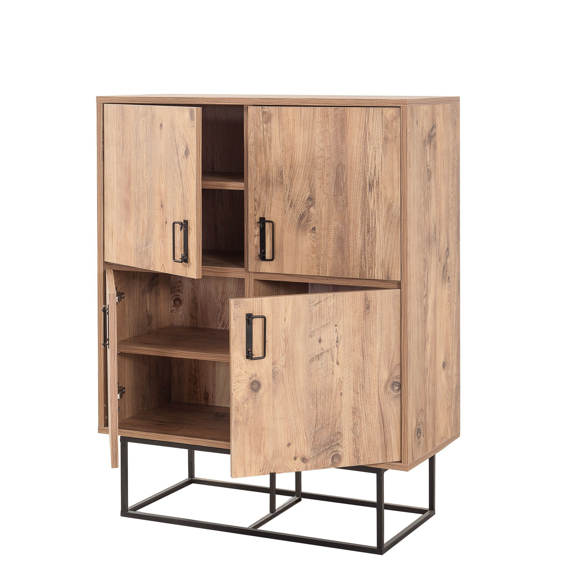 Dulap multifunctional, Hanah Home, pal melaminat, pin atlantic si negru, 93x36x115 cm — imaginea 5