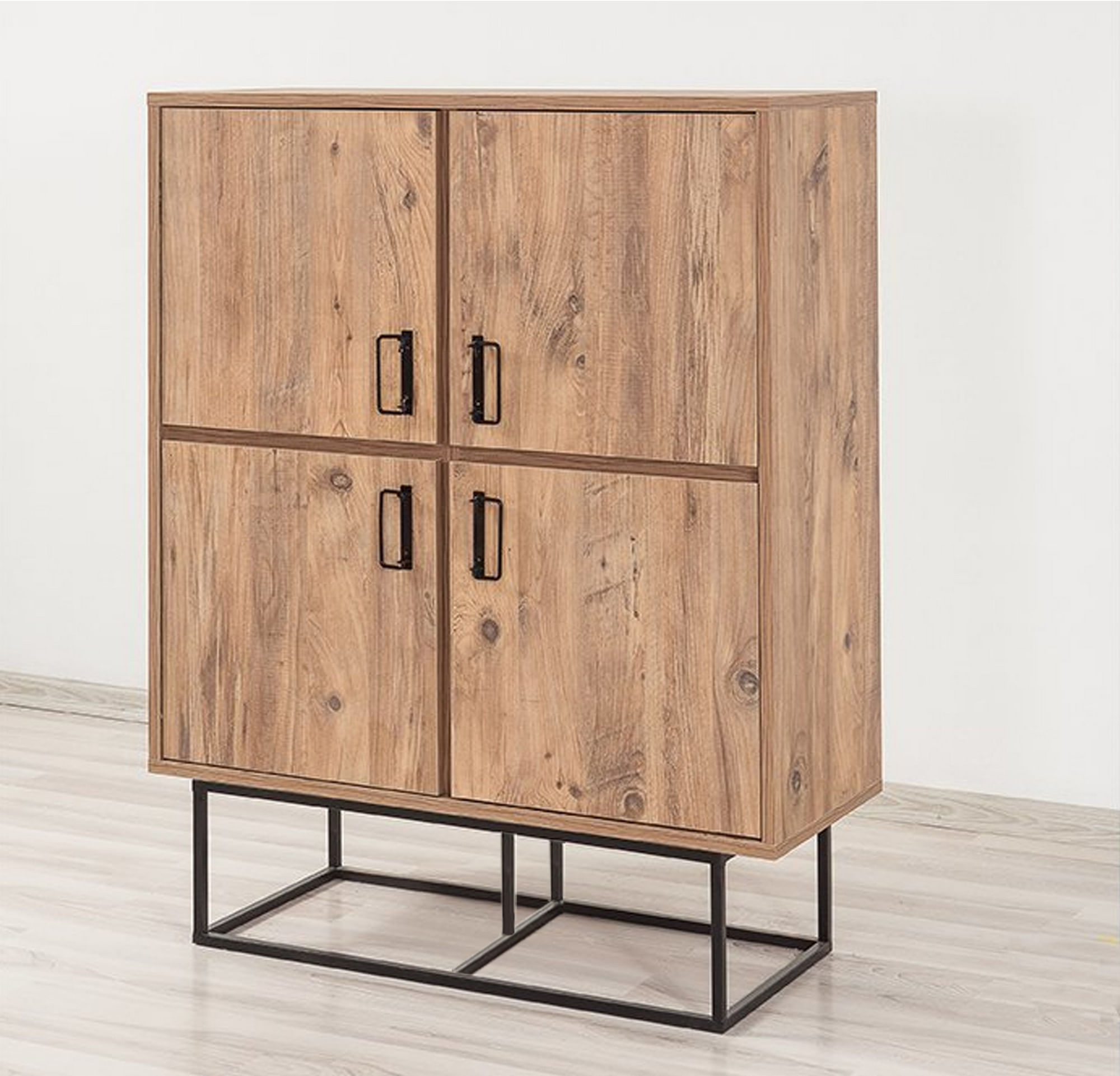 Dulap multifunctional, Hanah Home, pal melaminat, pin atlantic si negru, 93x36x115 cm — imaginea 7