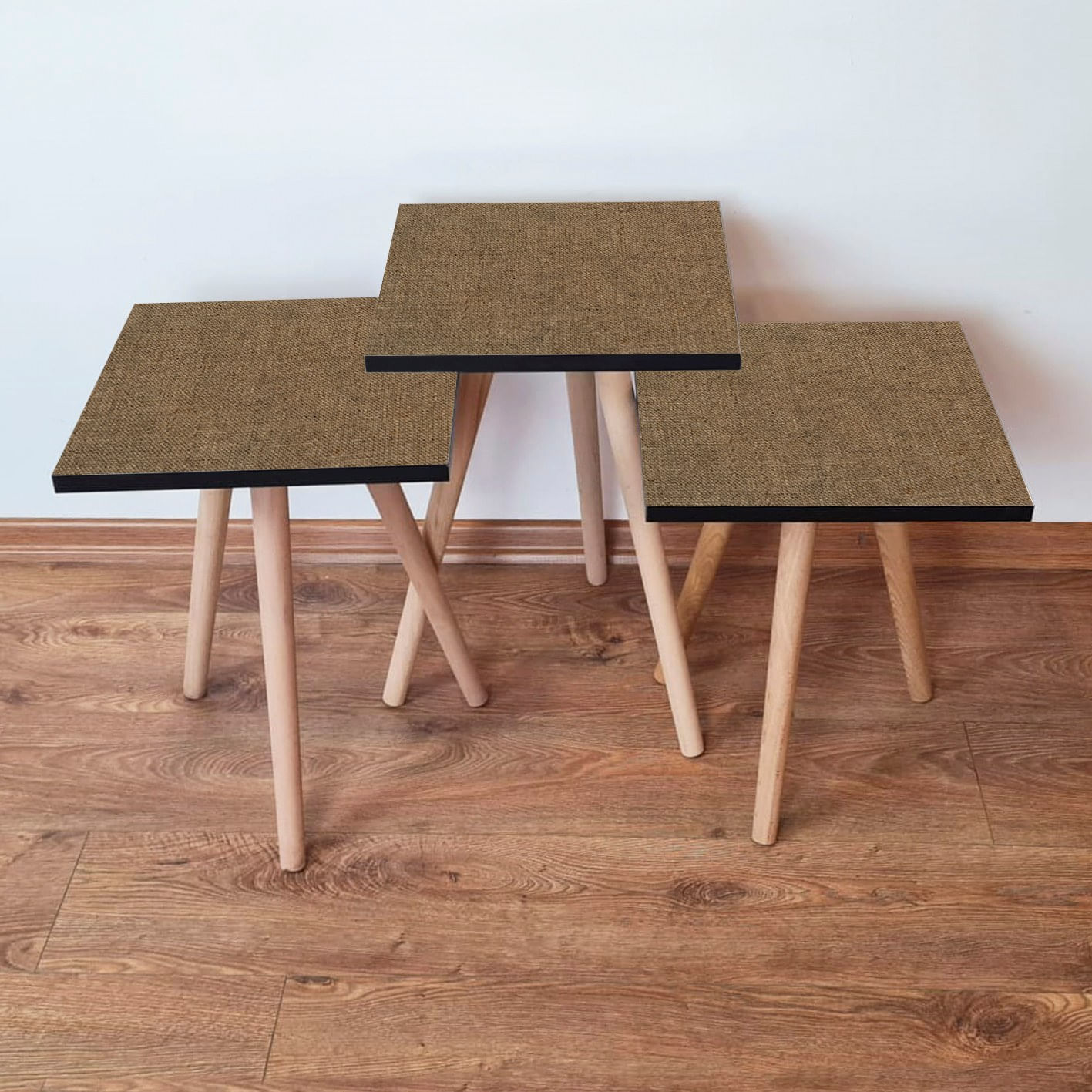 Set masute de cafea, Hanah Home, mdf, maro, 3 piese, 35x35x52 cm, 481LNA2915