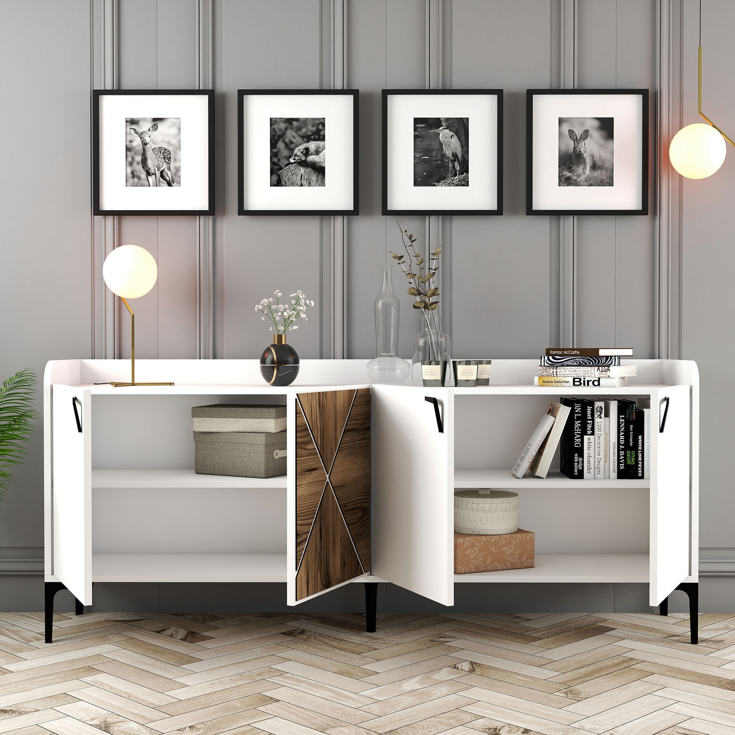 Consola, Hanah Home, pal melaminat, alb, 180x35x78 cm — imaginea 5