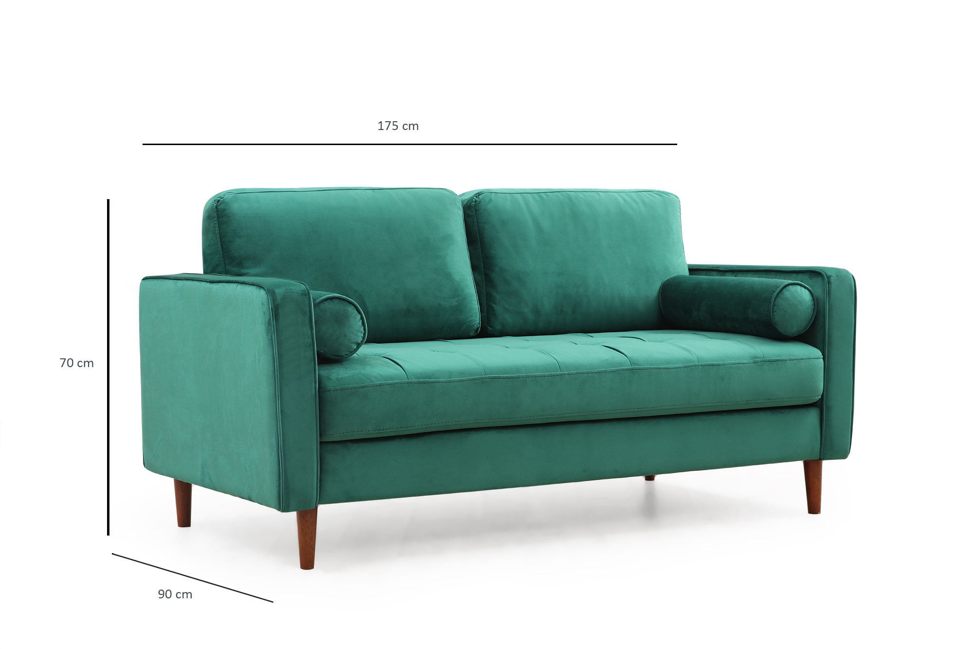 Canapea 2 locuri, Atelier Del Sofa, lemn fag si pal, verde, 175x90x70 cm — imaginea 6