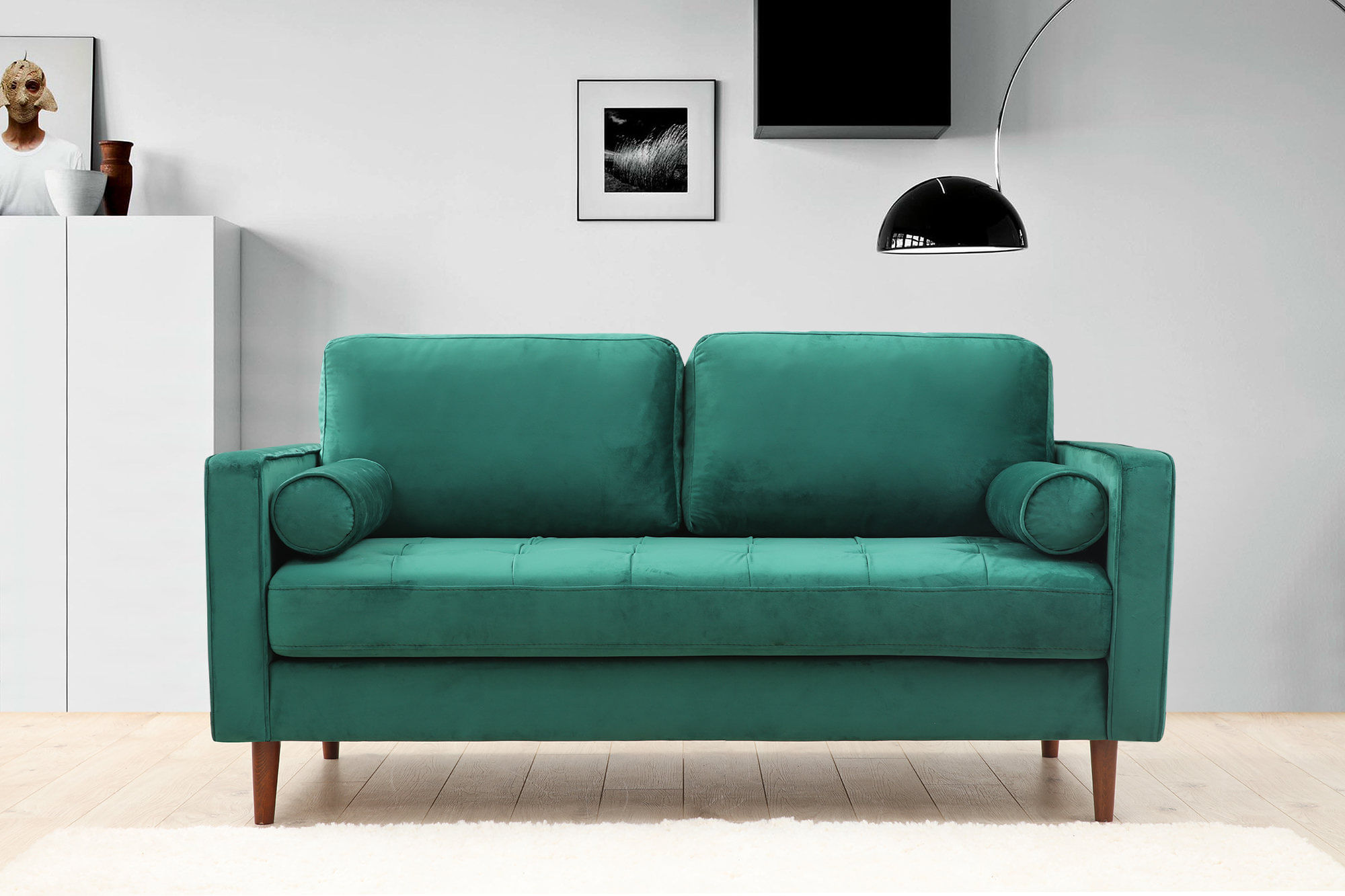 Canapea 2 locuri, Atelier Del Sofa, lemn fag si pal, verde, 175x90x70 cm — imaginea 7
