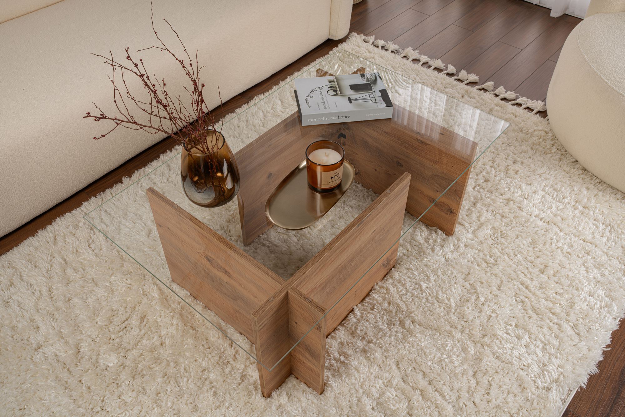 Masa de cafea, Hanah Home, melamina, pin atlantic, 105x65x40 cm — imaginea 4