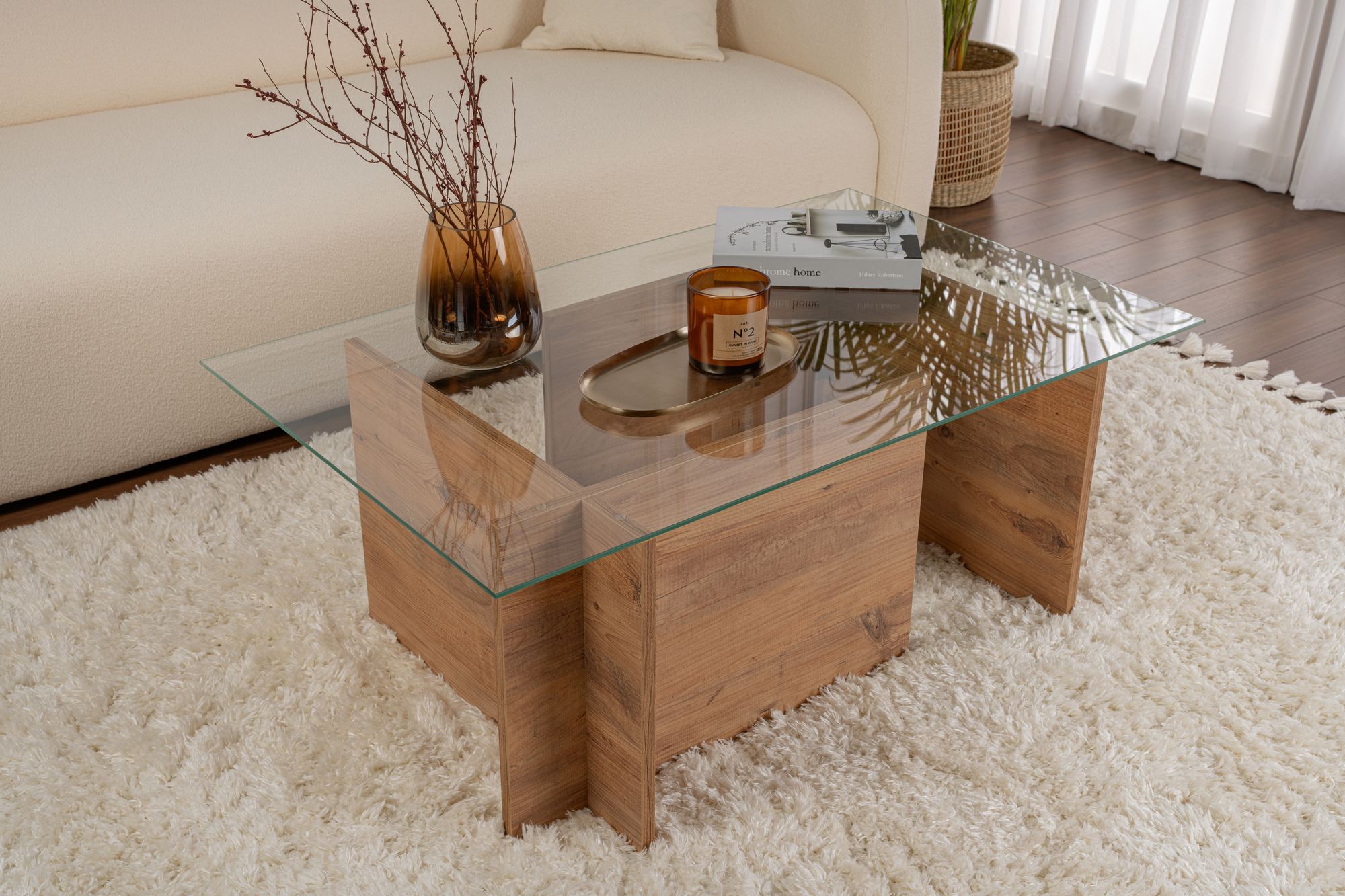 Masa de cafea, Hanah Home, melamina, pin atlantic, 105x65x40 cm — imaginea 6