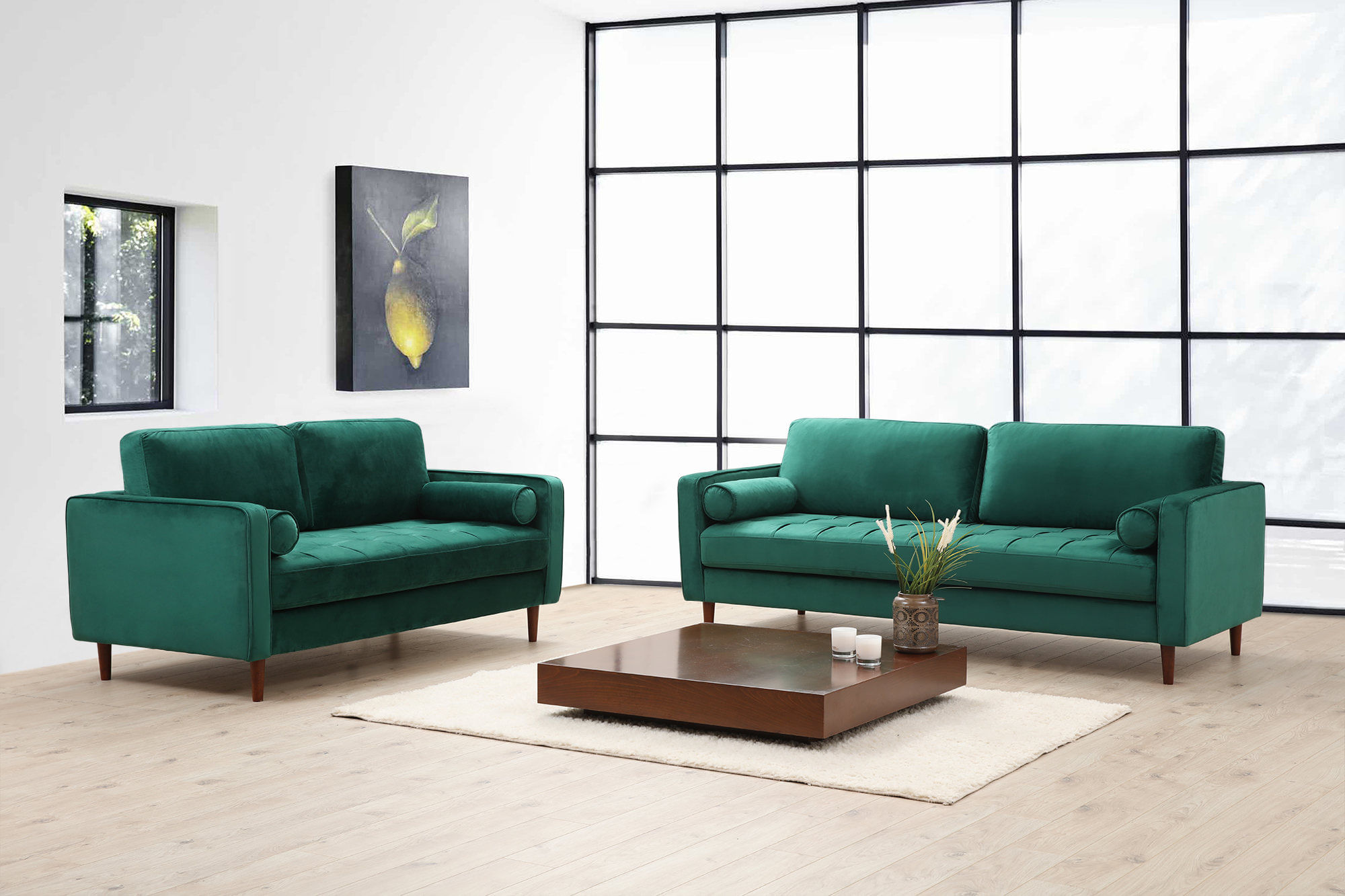 Canapea 2 locuri, Atelier Del Sofa, lemn fag si pal, verde, 175x90x70 cm — imaginea 9
