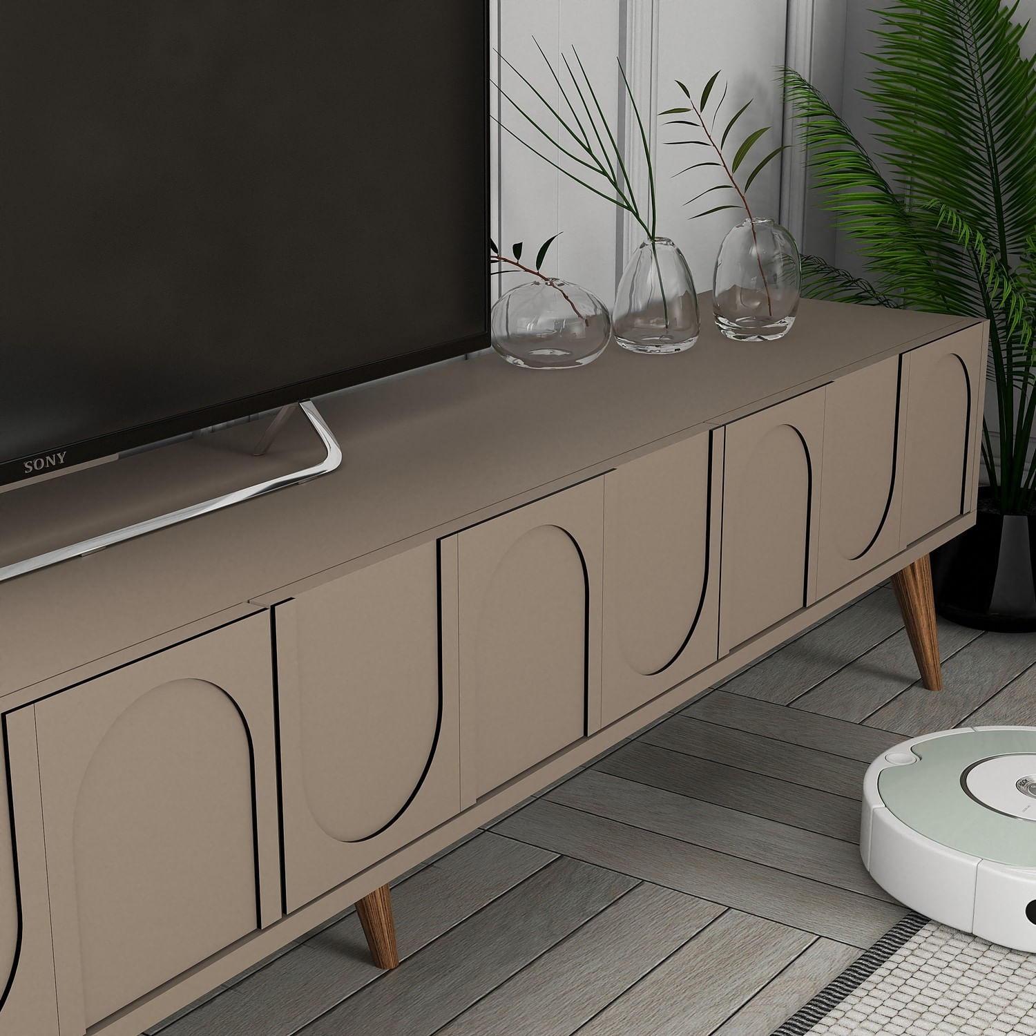 Corp tv, Hanah Home, pal melaminat, atlas si nuc, 180x44x35 cm — imaginea 2