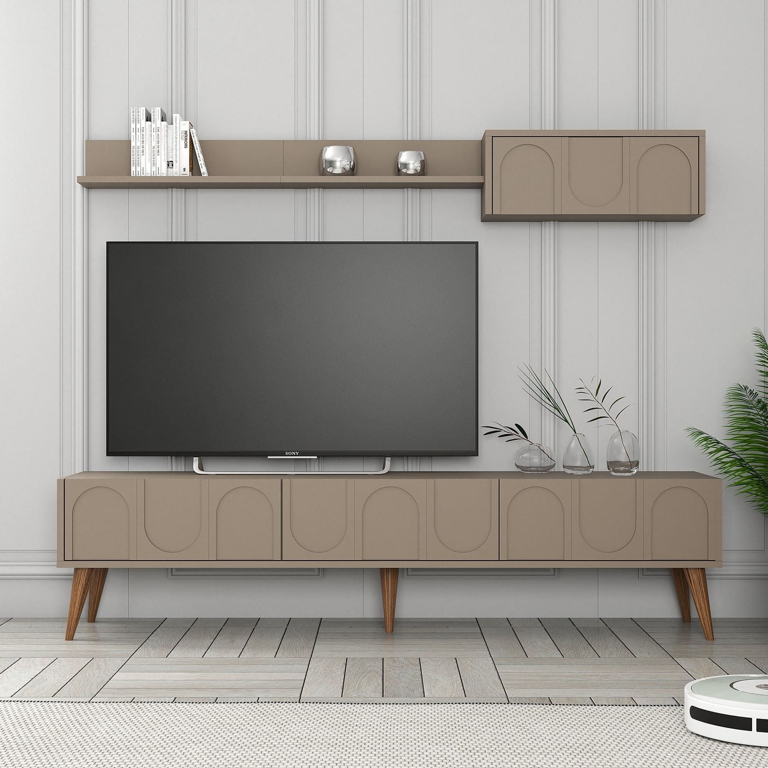 Corp tv, Hanah Home, pal melaminat, atlas si nuc, 180x44x35 cm — imaginea 3