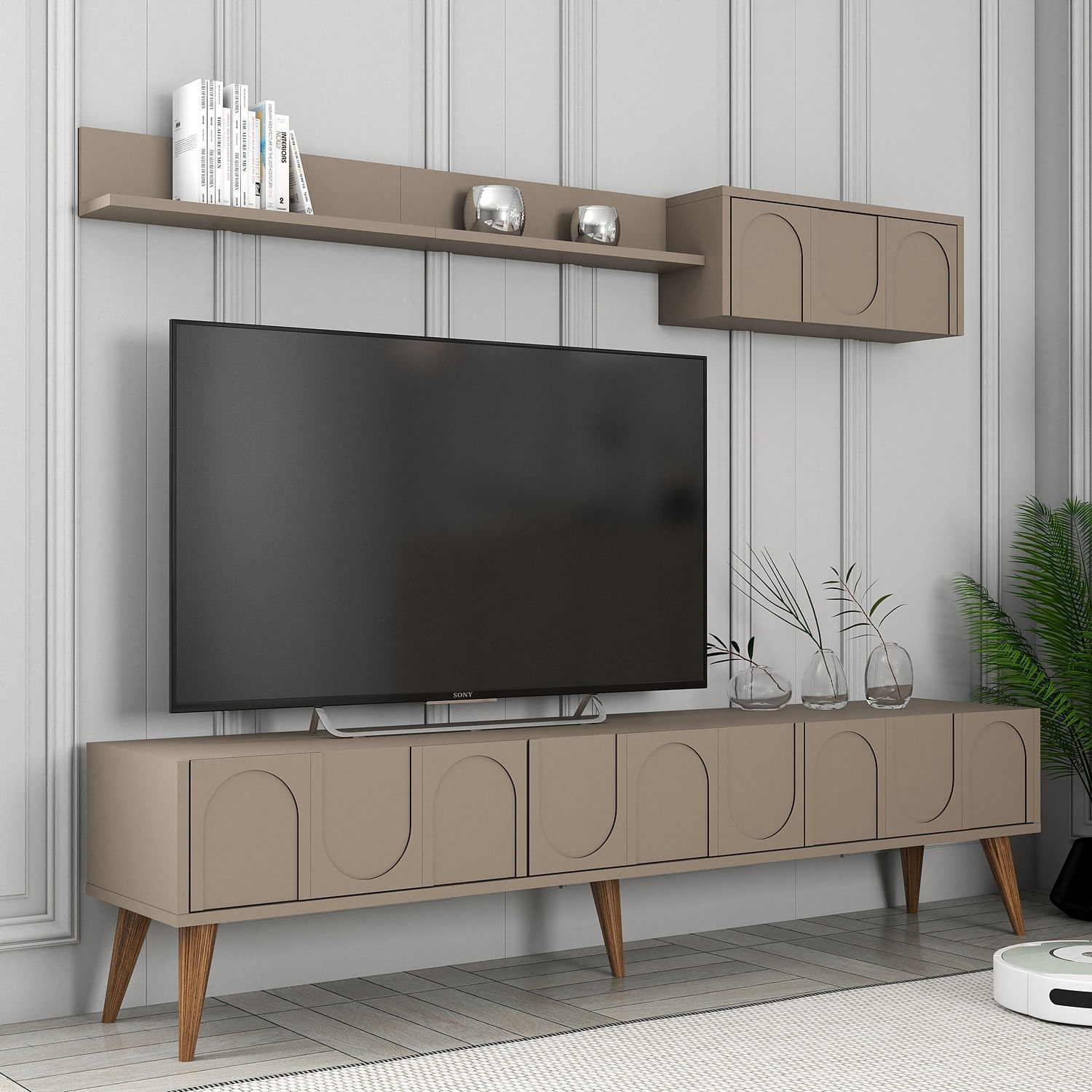 Corp tv, Hanah Home, pal melaminat, atlas si nuc, 180x44x35 cm — imaginea 4