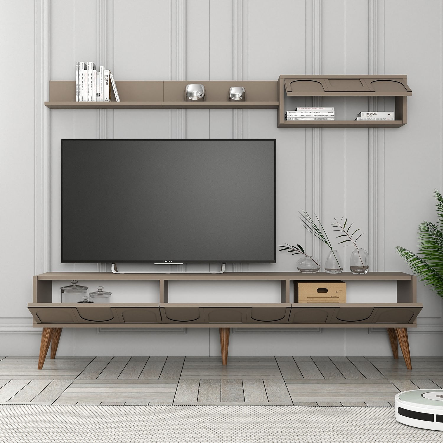 Corp tv, Hanah Home, pal melaminat, atlas si nuc, 180x44x35 cm — imaginea 5