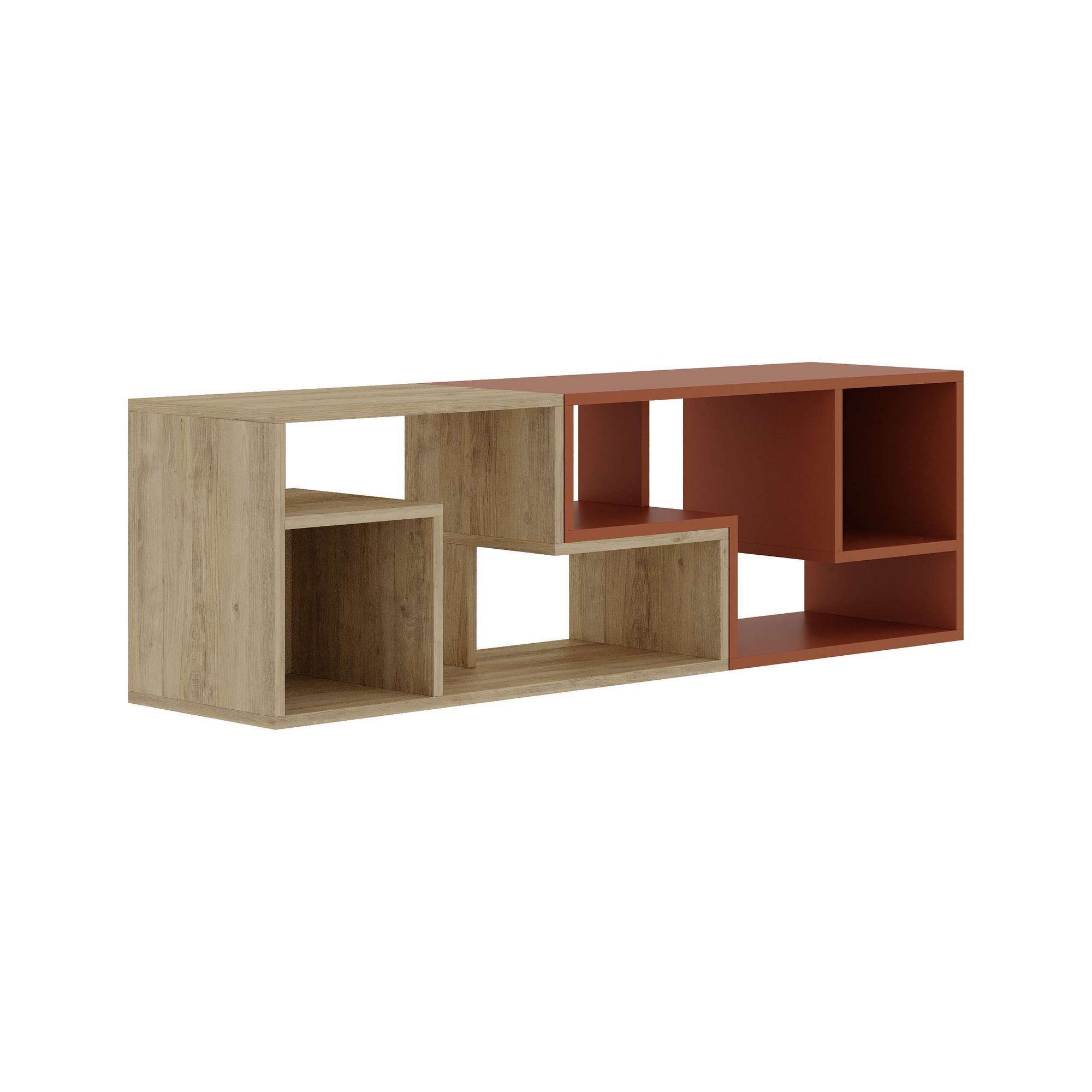 Comoda tv, Hanah Home, pal melaminat, stejar safir si scortisoara, 145x35x44.8 cm — imaginea 3