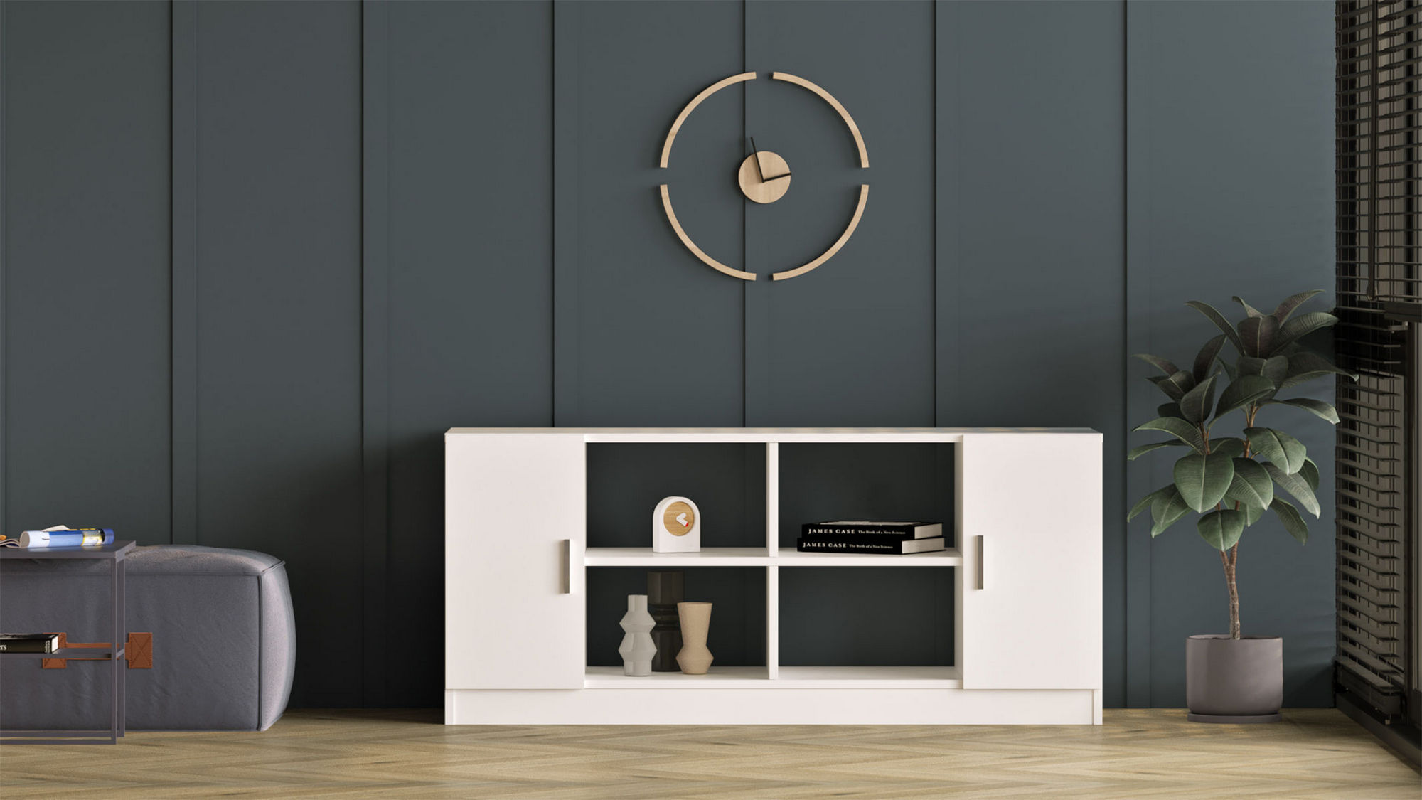 Consola, Hanah Home, pal melaminat, alb, 139.8x46.3x61.8 cm — imaginea 5