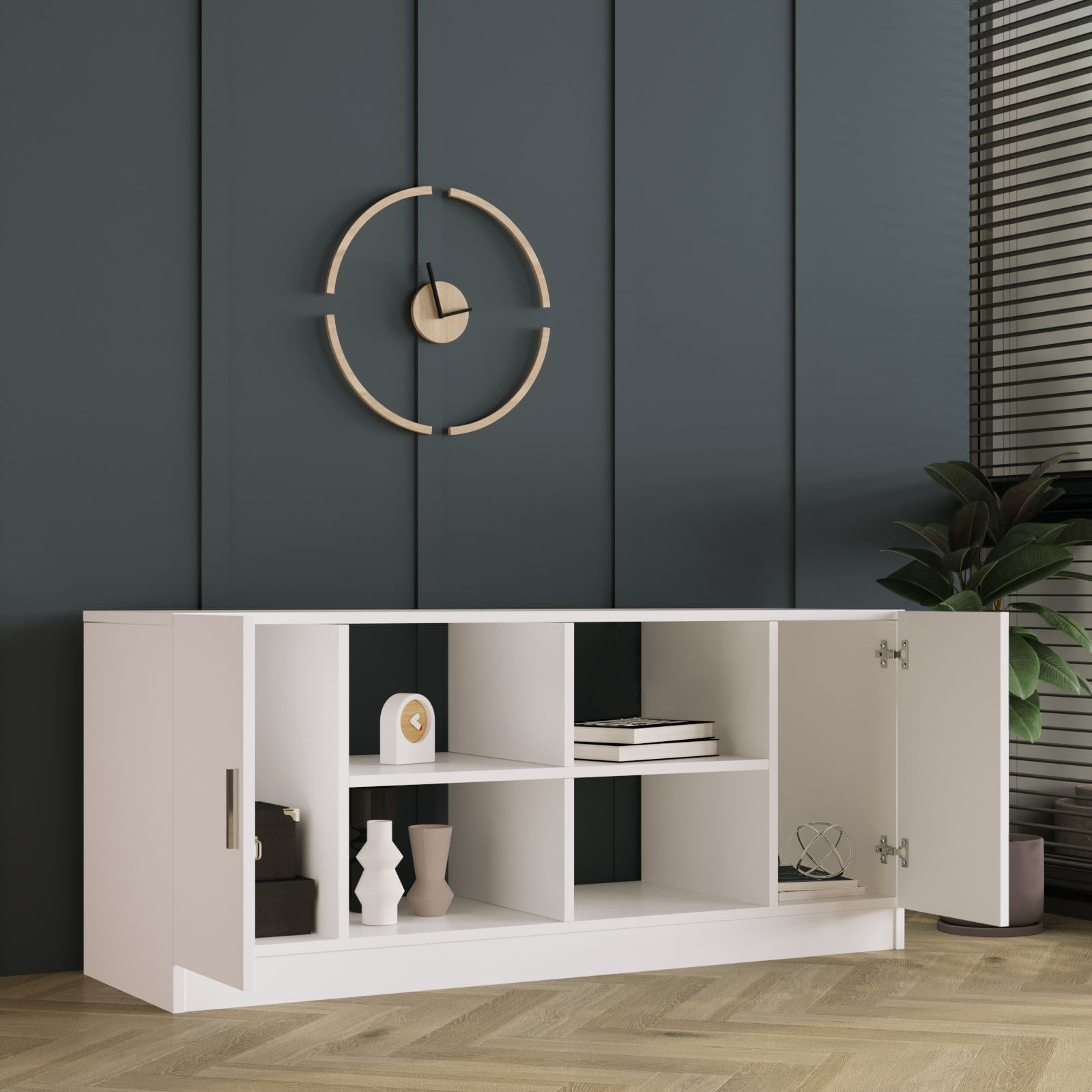 Consola, Hanah Home, pal melaminat, alb, 139.8x46.3x61.8 cm — imaginea 6