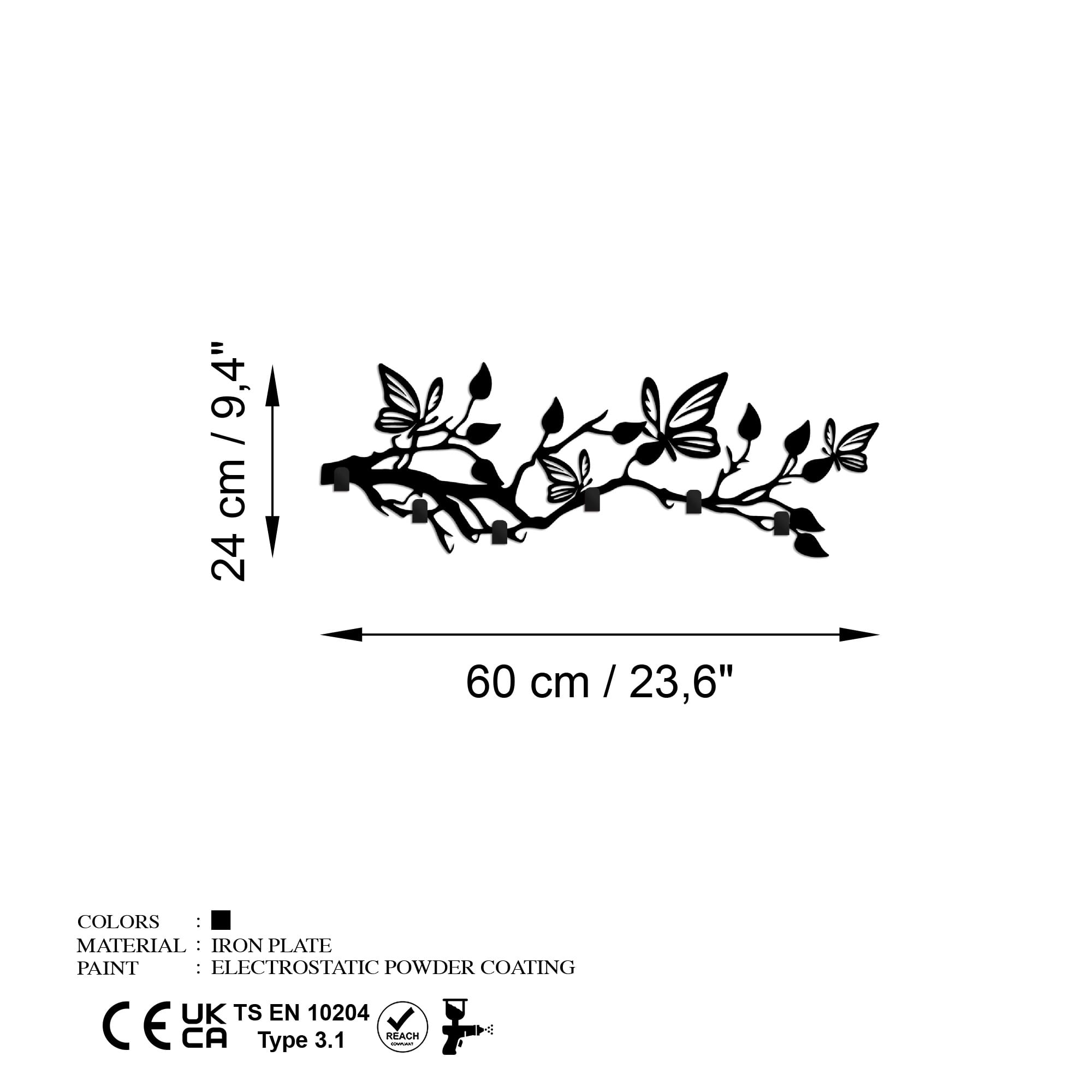 Cuiere de perete, Wallxpert, metal, negru, 60x24x2 cm - 1 | YEO