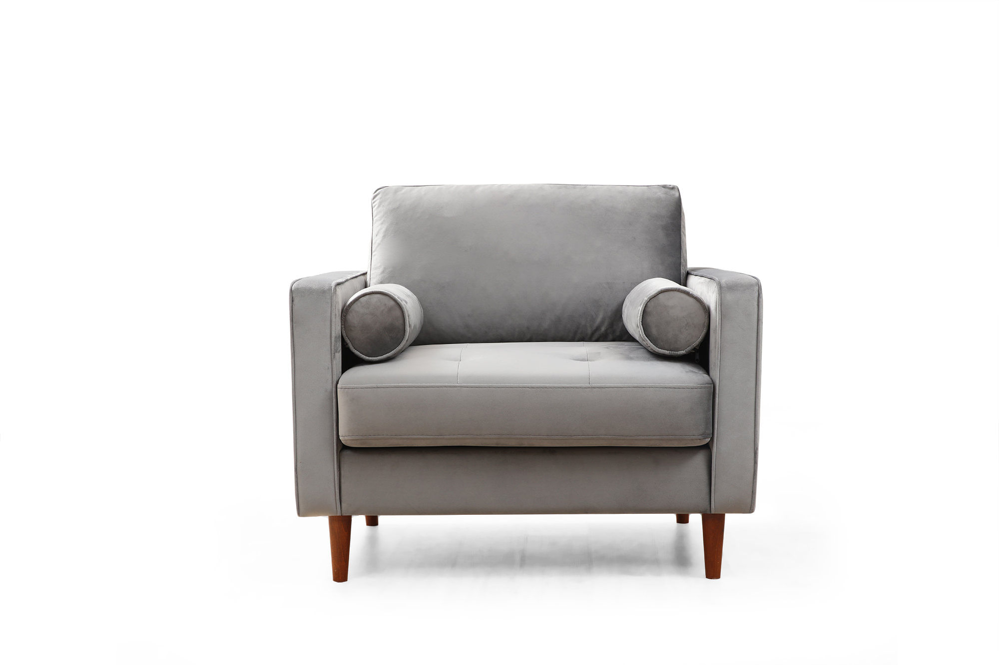 Fotoliu, Hanah Home, lemn de fag, gri deschis, 105x85x90 cm — imaginea 2