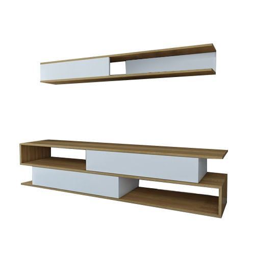 Corp tv, Hanah Home, pal melaminat, alb si teak, 176x39x31.5 cm — imaginea 2