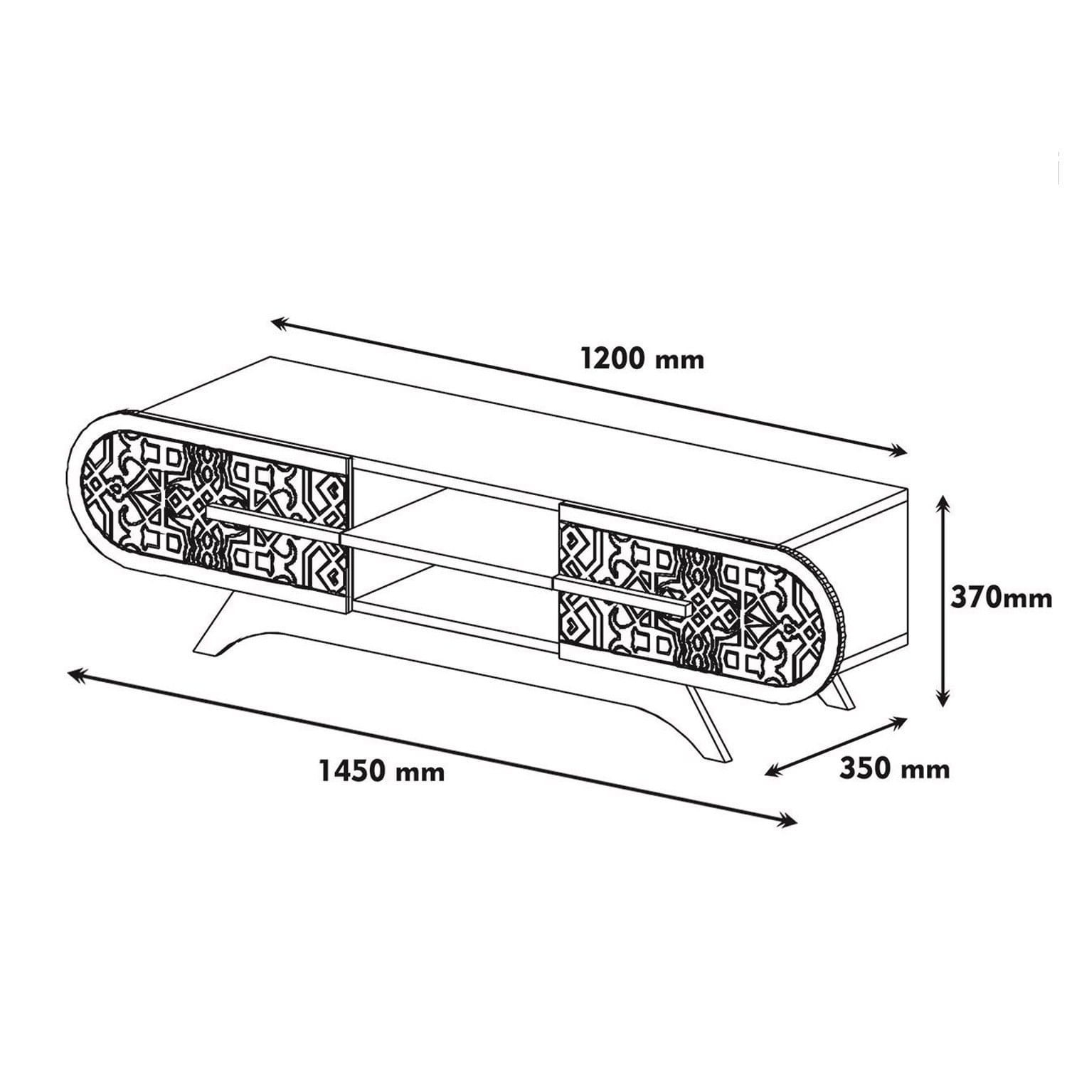 Comoda tv, Hanah Home, pal melaminat, nuc si galben, 145x37x37 cm — imaginea 4